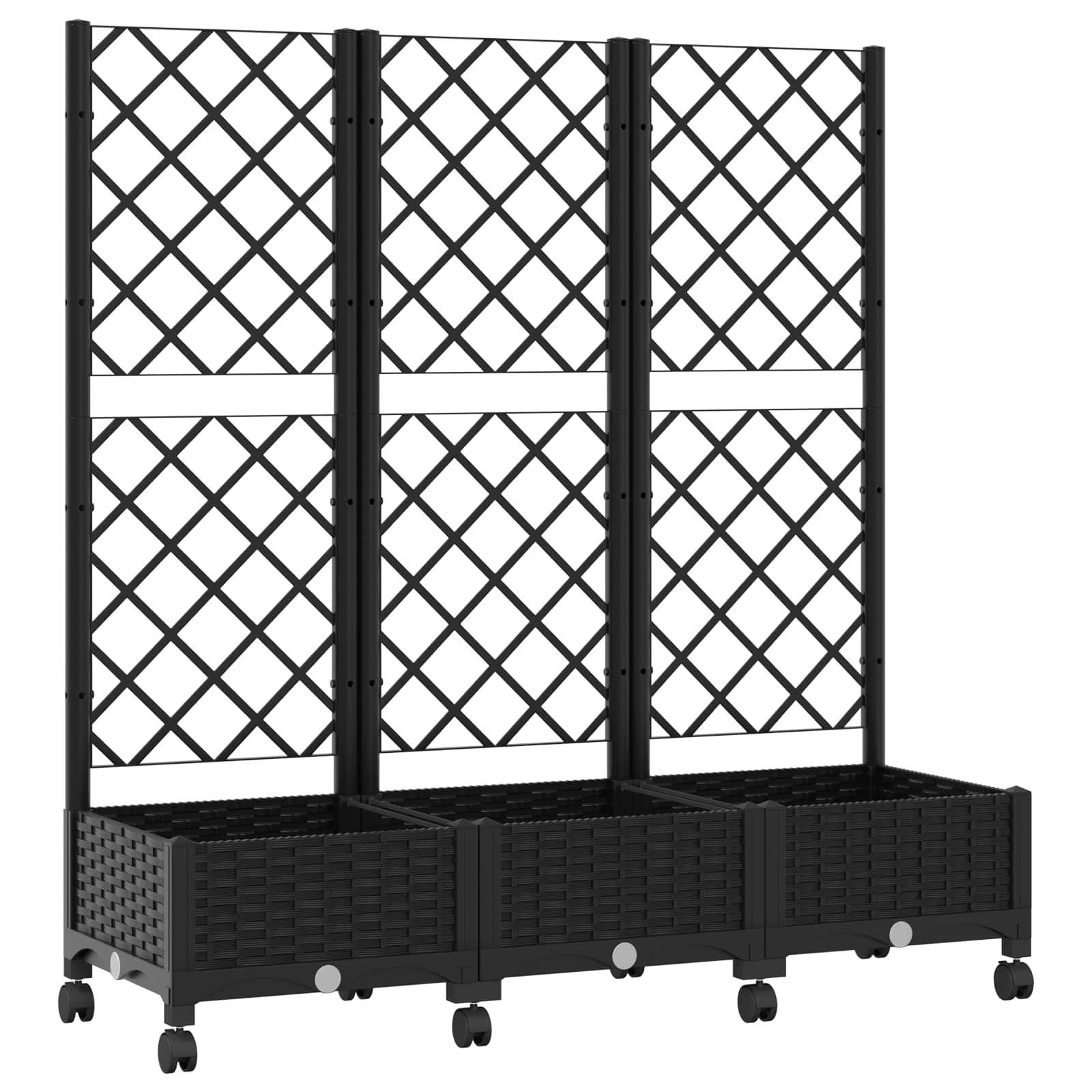 Aia istutuskast trellise ja ratastega Must 120 x 40 x 131,5 cm