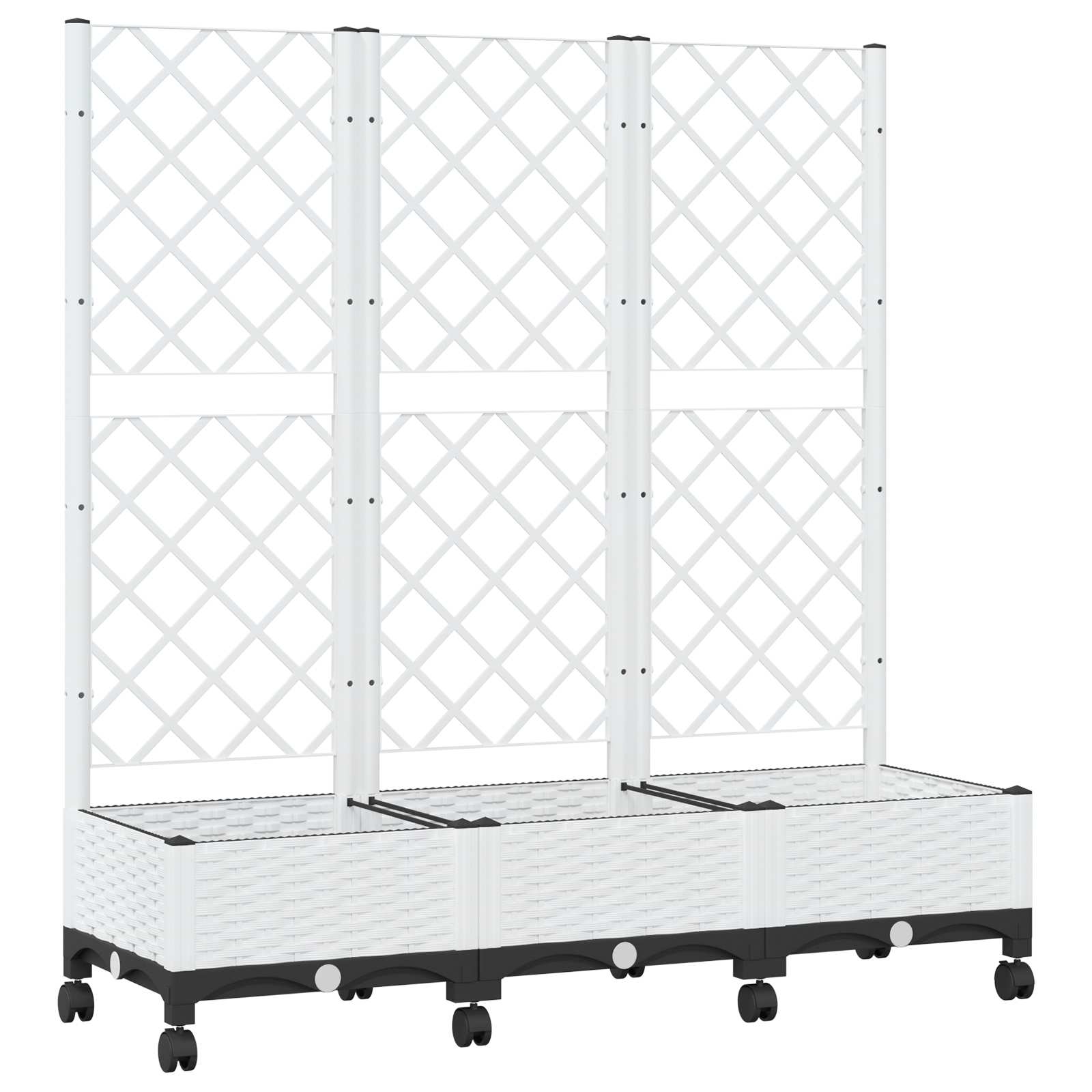 Aia istutuskast trellise ja ratastega Valge 120 x 40 x 131,5 cm