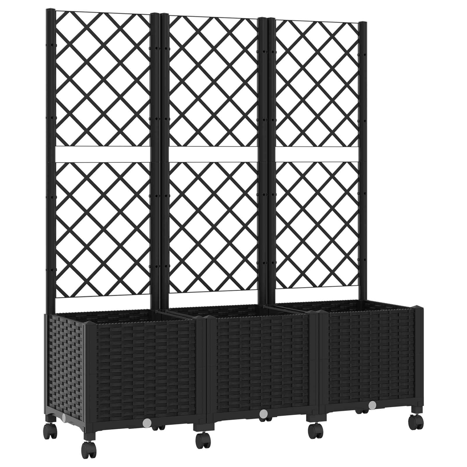 Aia istutuskast trellise ja ratastega Must 120 x 40 x 146 cm PP