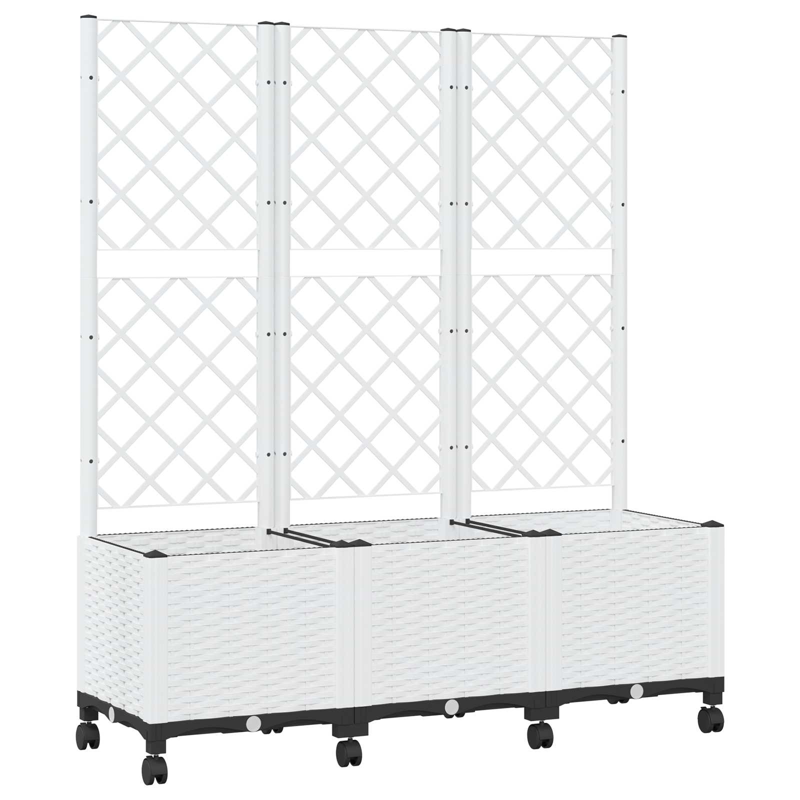 Aia istutuskast trellise ja ratastega Valge 120 x 40 x 146 cm