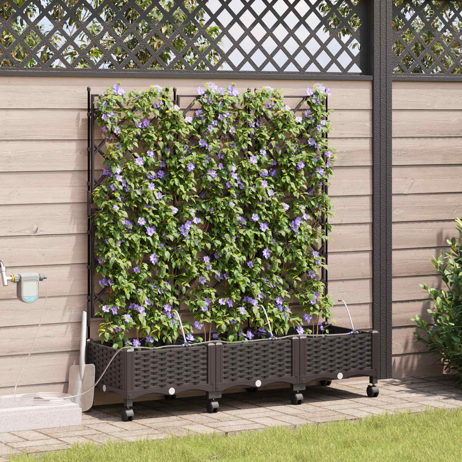 Aiakonteiner Kastmise ja Ratastega 3 tk Pruun 120 x 40 x 132 cm