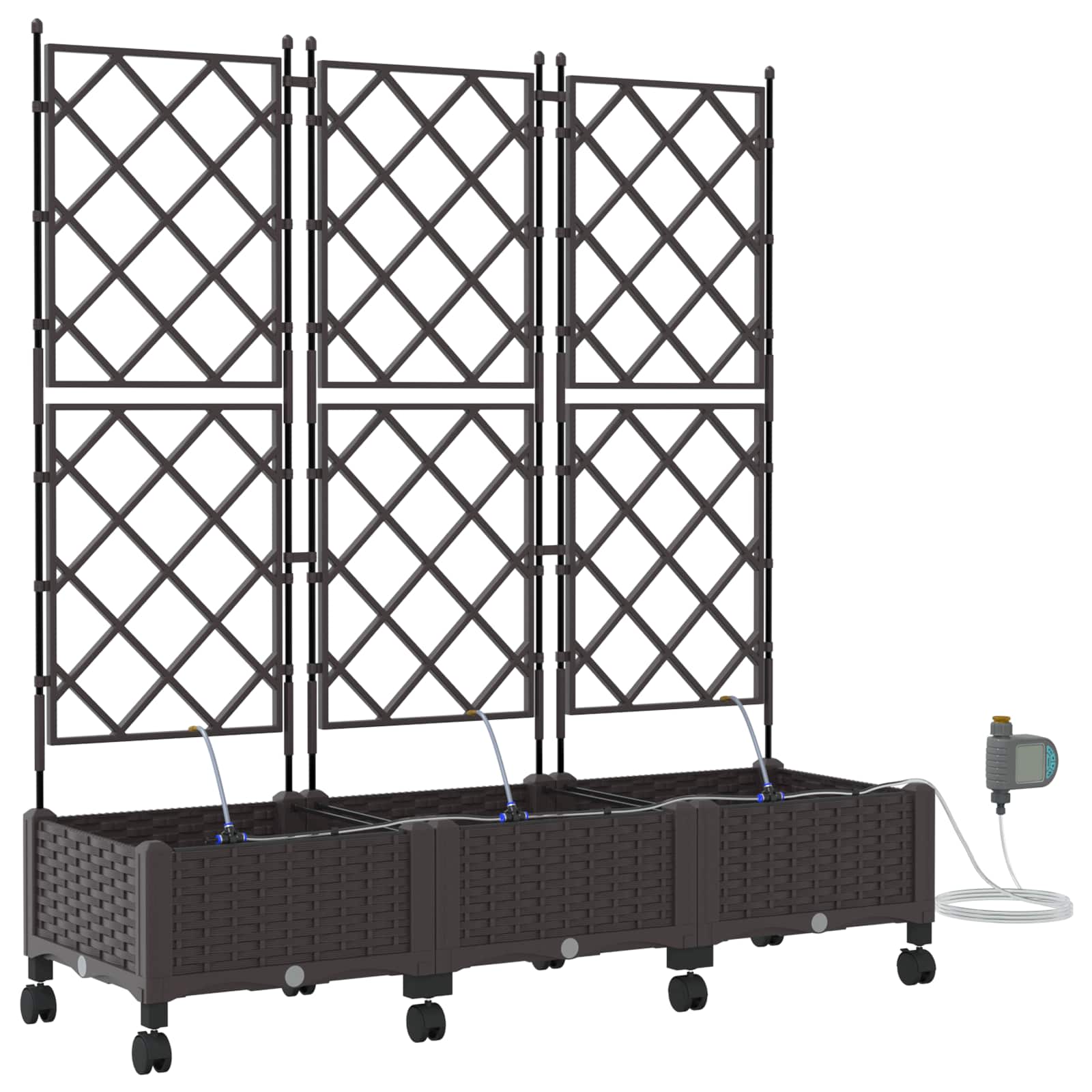 Aiakonteiner Kastmise ja Ratastega 3 tk Pruun 120 x 40 x 132 cm