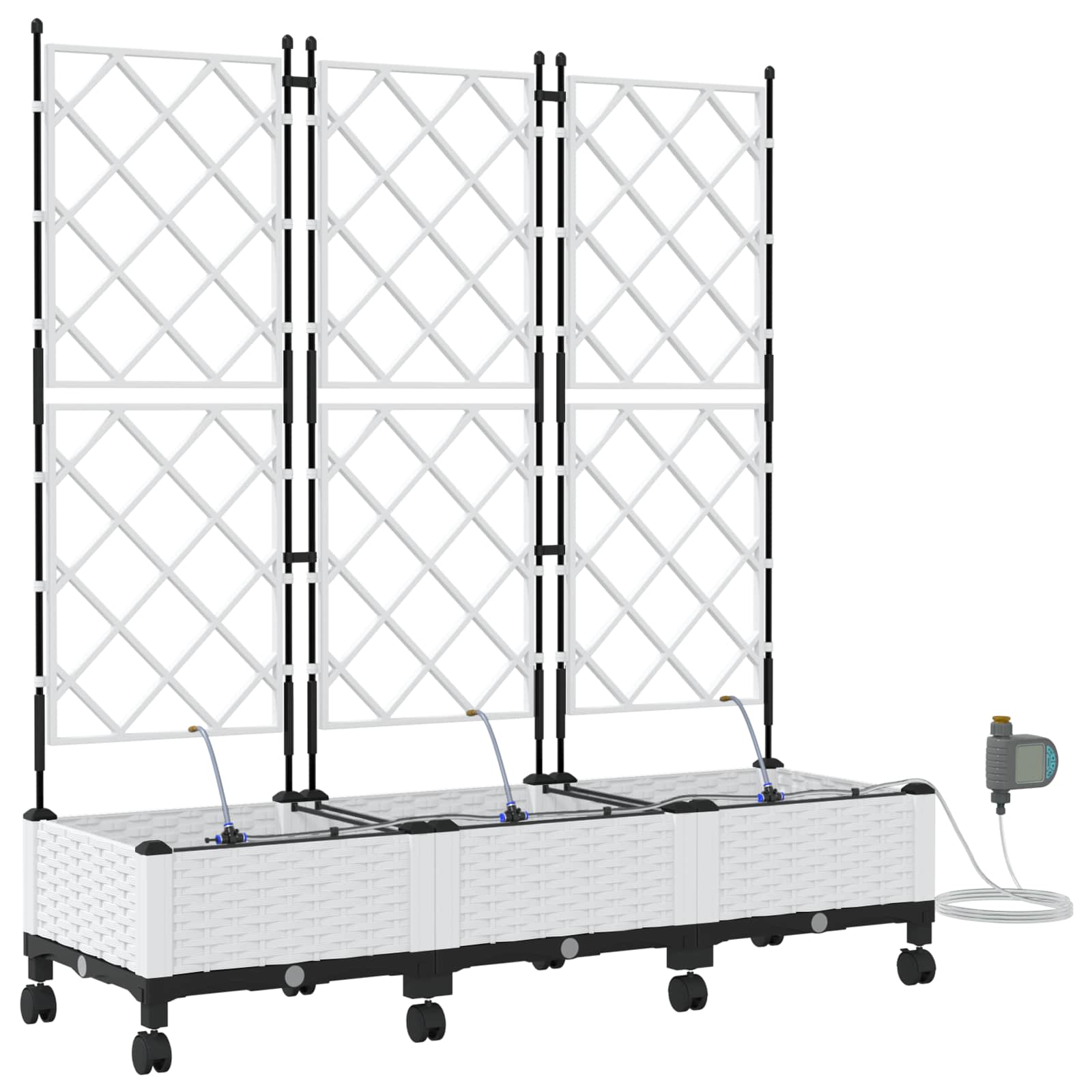 Aiakonteiner Kastmise ja Ratastega 3 tk Valge 120 x 40 x 132 cm