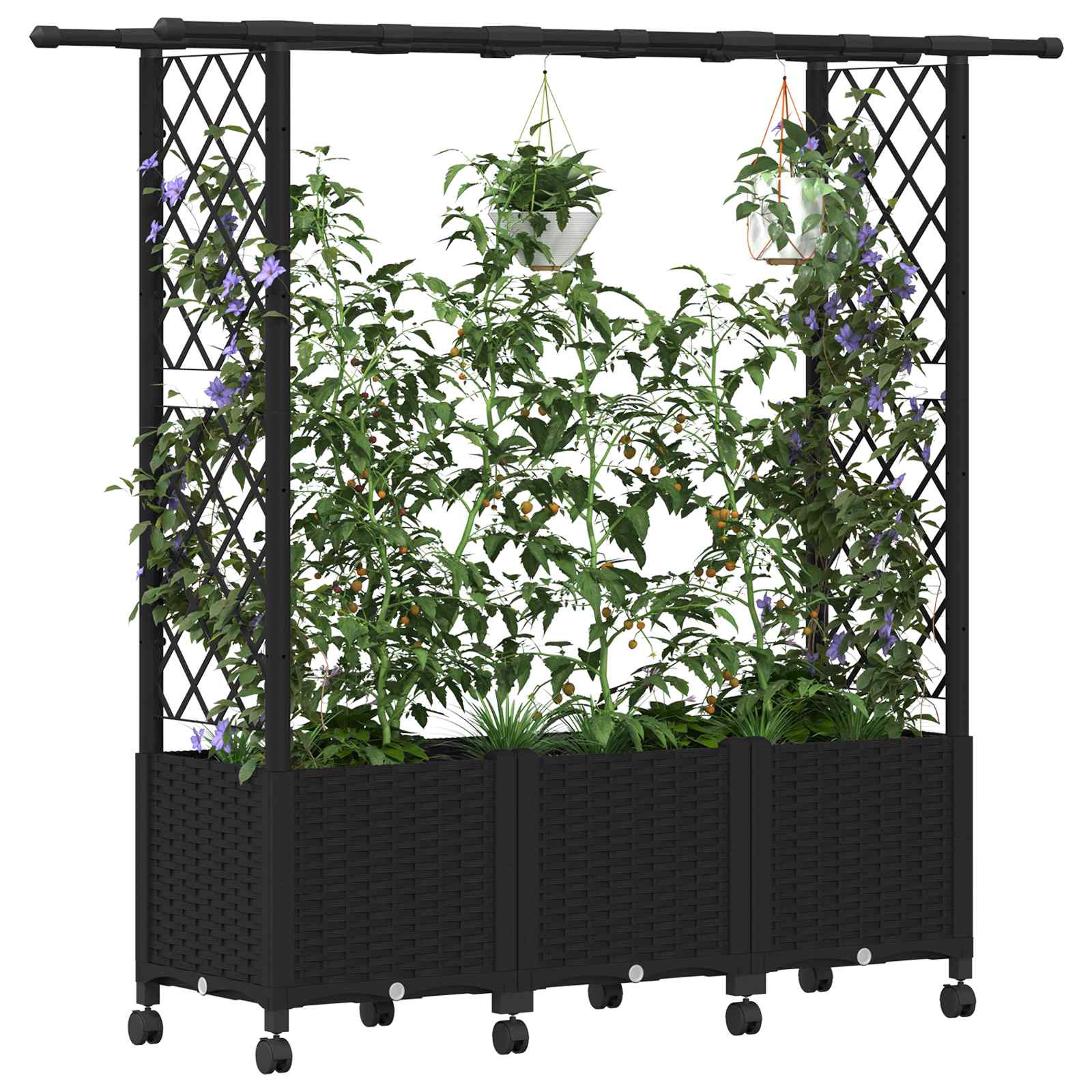 Tõstetud Padi Kase ja Katusega Must 162,5 x 40 x 142 cm PP