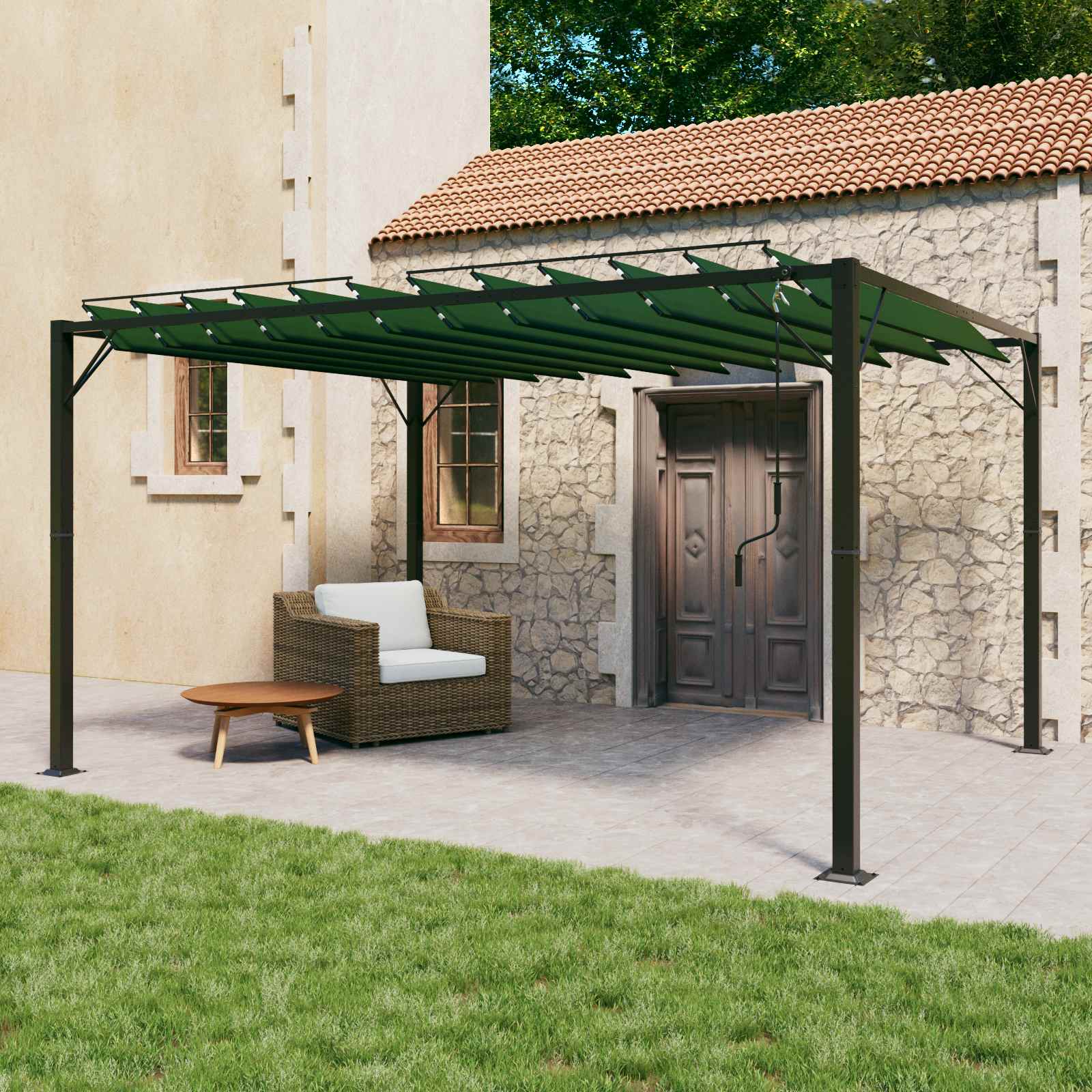 Küünal lamedaga katus 3,07 x 4,01 x 2,14 m Roheline