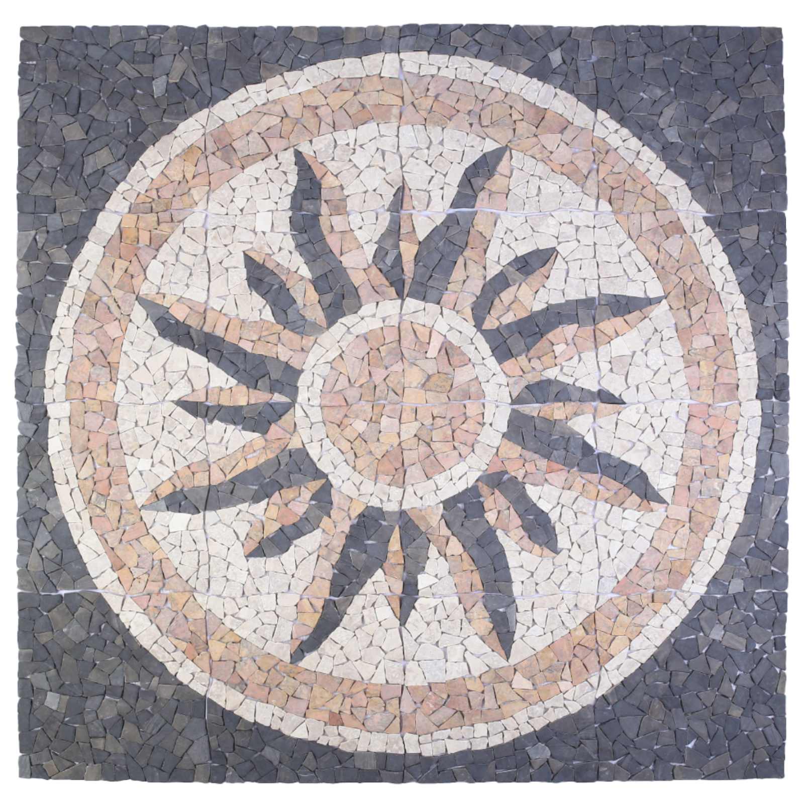 Mosaikplokkide päikesemuster Mitmevärviline 120 x 120 cm Marmor