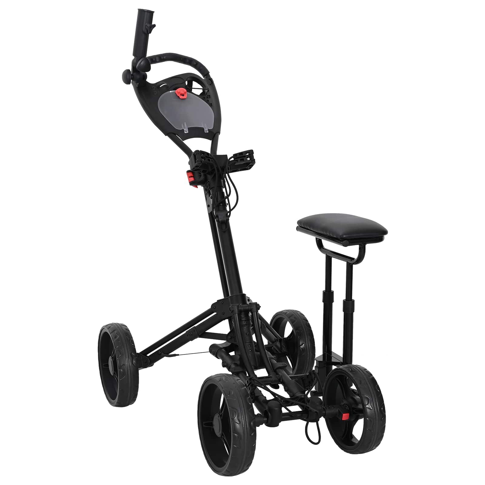 Golfikäru koos istmega Must Alumiinium Kokkupandav