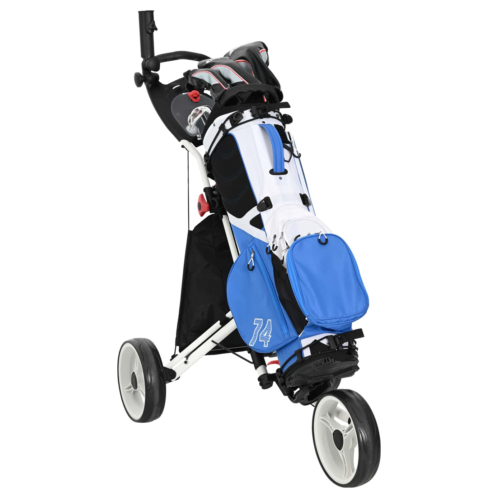 Golfikäru Must ja Valge Alumiinium Kokkupandav