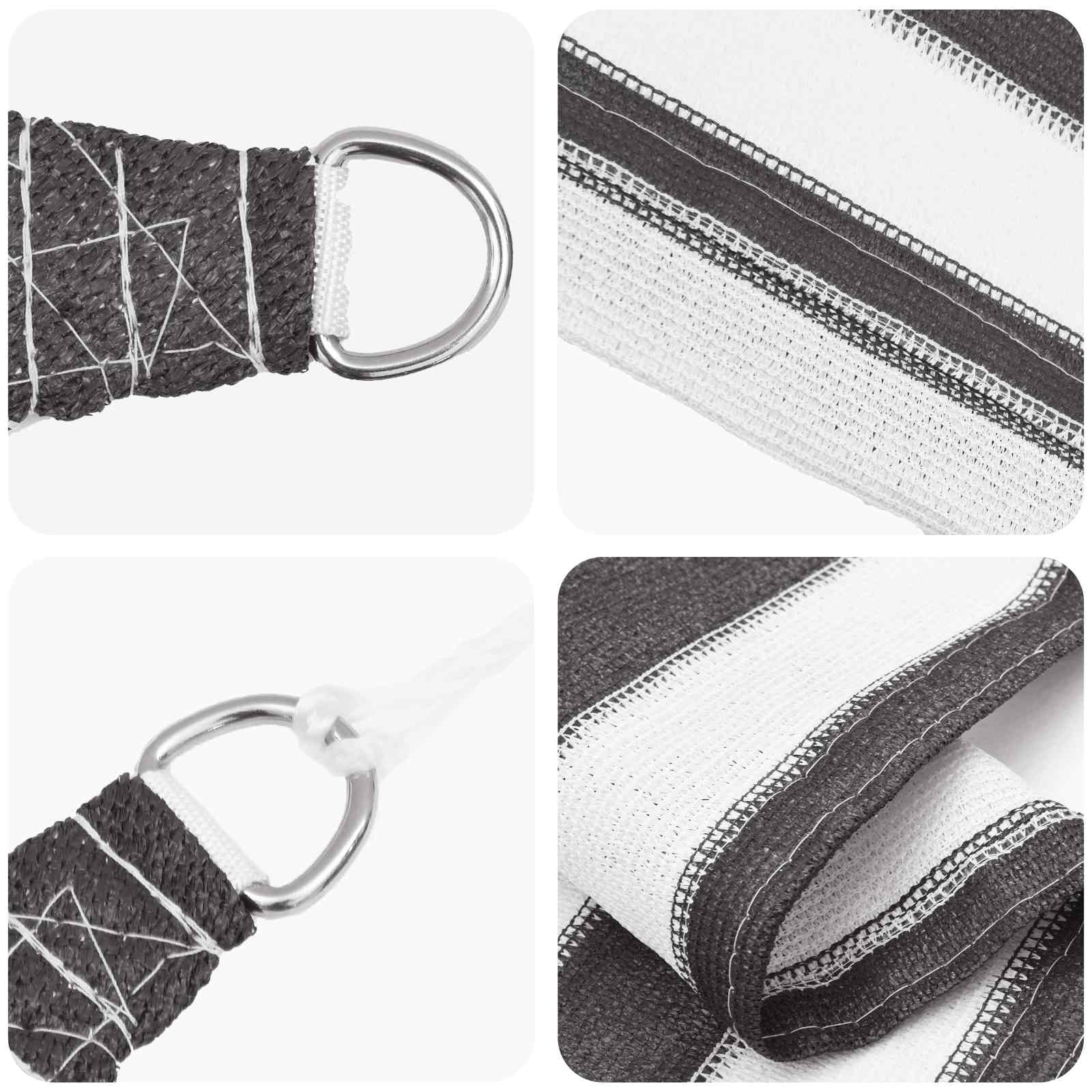 Päikesetelgi sail Ristkülik 2 x 2,5 m HDPE Anthracite ja valge