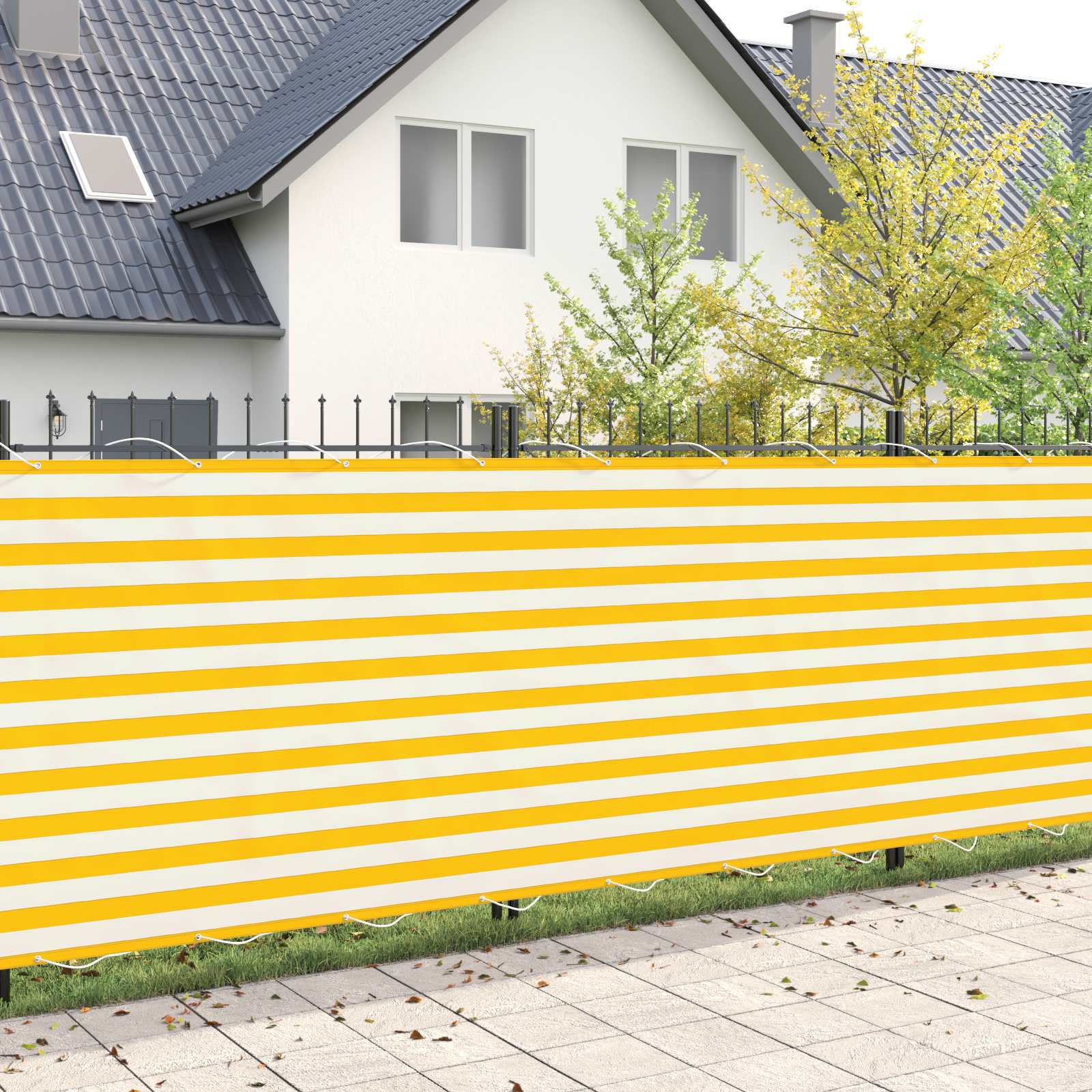 Baldahhiin 180 x 1000 cm Polyester Kollane ja Valge