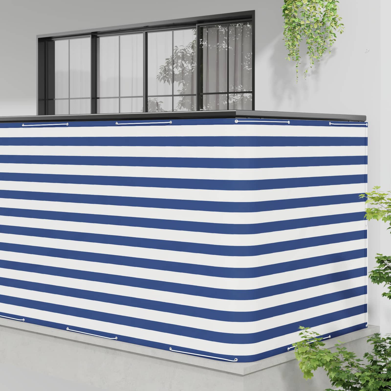 Baldahhiin 150 x 600 cm PU kaitsega kangas Sinine ja Valge