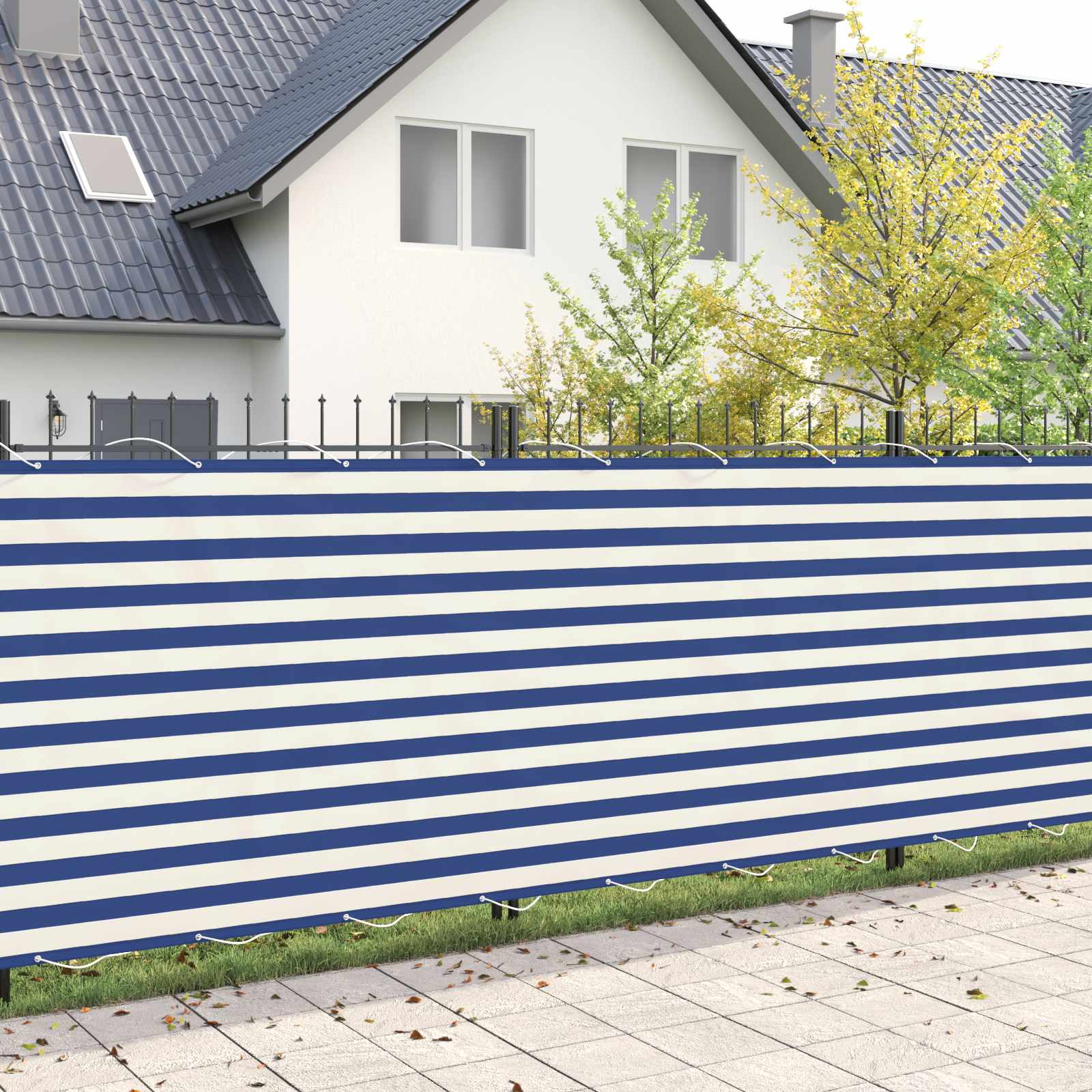 Baldahhiin 180 x 600 cm PU kaitsega kangas Sinine ja Valge