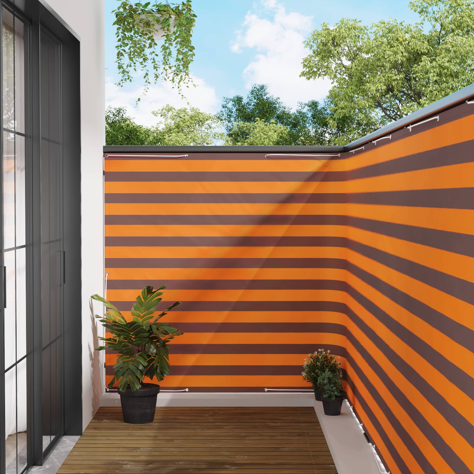 Baldahhiin 150 x 300 cm PU kaitsega kangas Oranž ja pruun