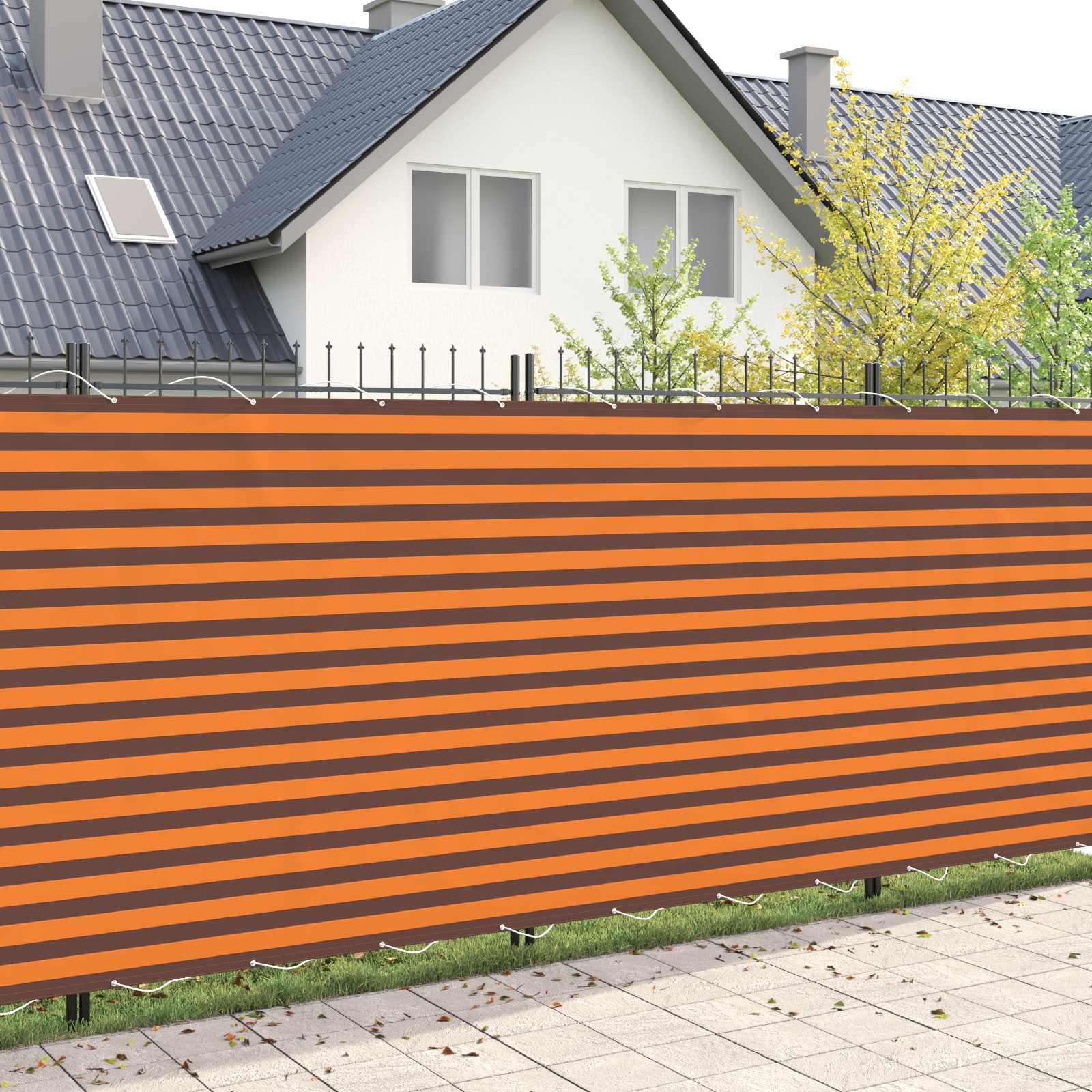 Baldahhiin 180 x 500 cm PU kaitsega kangas Oranž ja pruun
