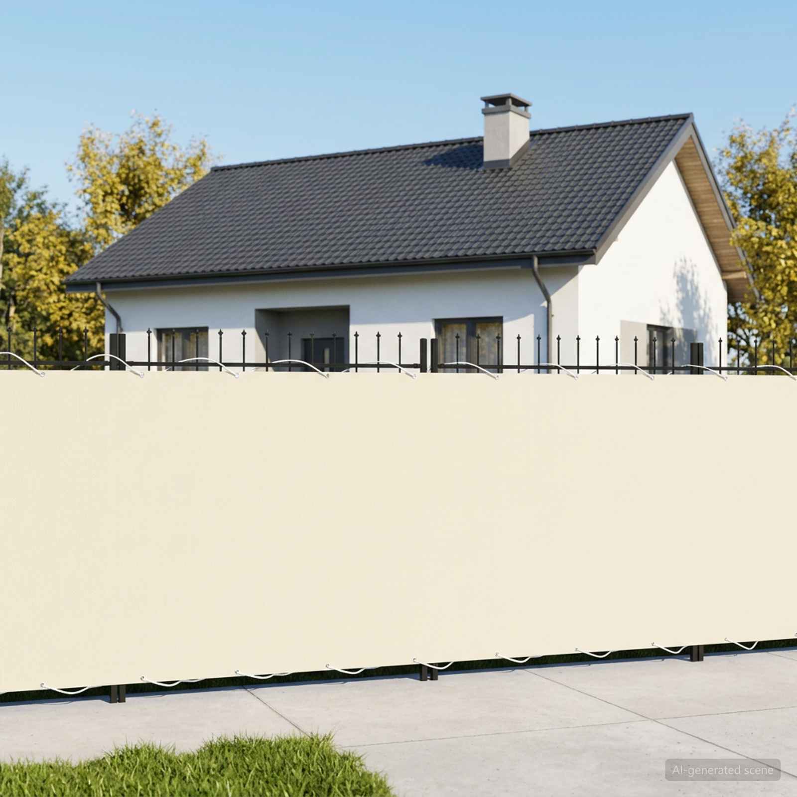 Baldahhiin 1,2 x 15 m PU kaitsega kangas Kreemjas