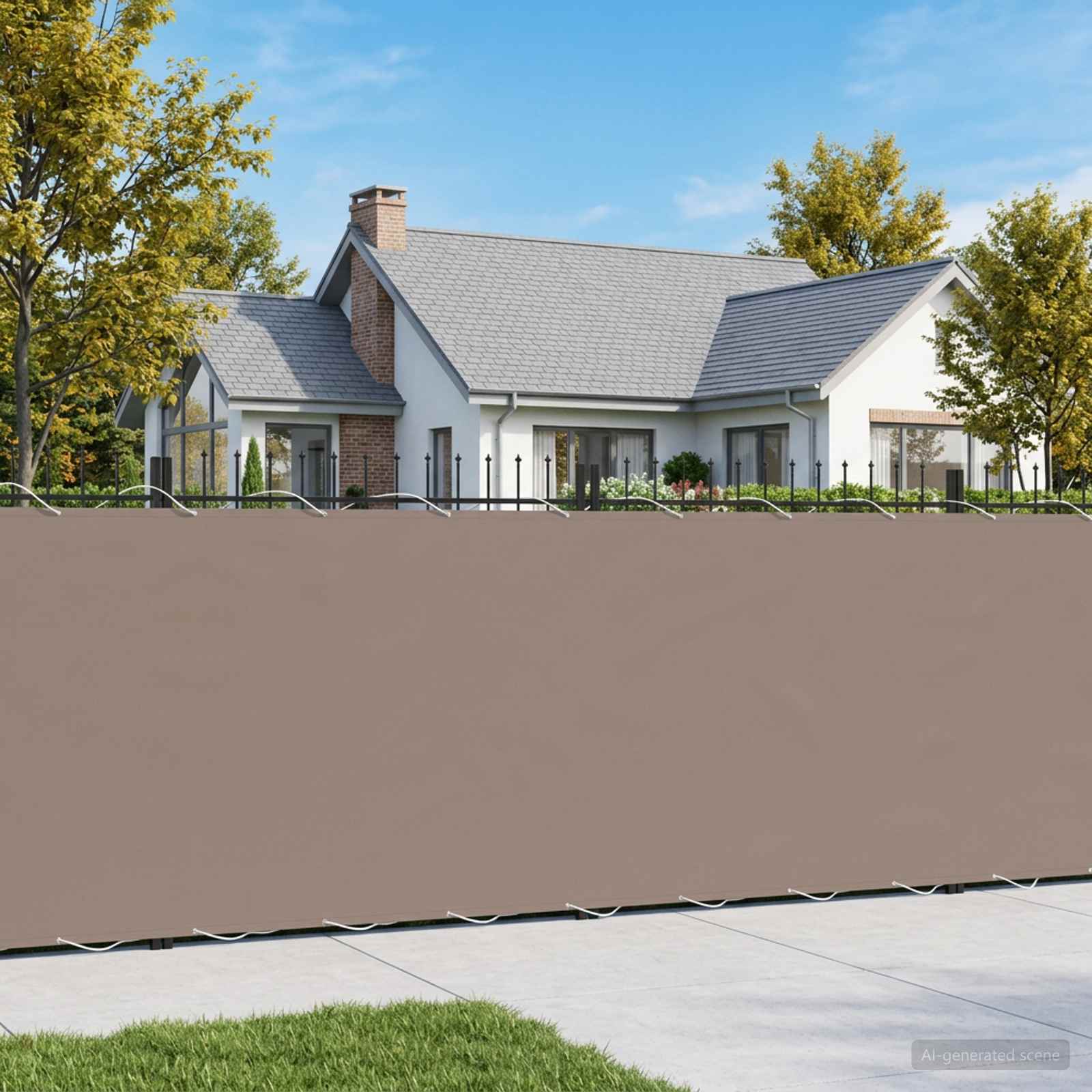Baldahhiin 1,2 x 15 m PU kaitsega kangas Pruunikashall