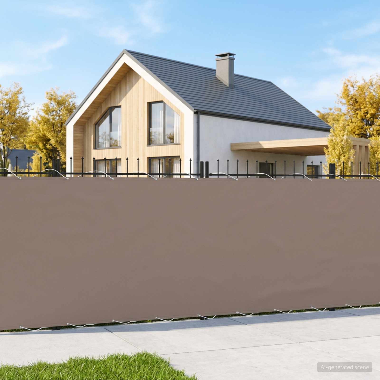 Baldahhiin 1,2 x 25 m PU kaitsega kangas Pruunikashall