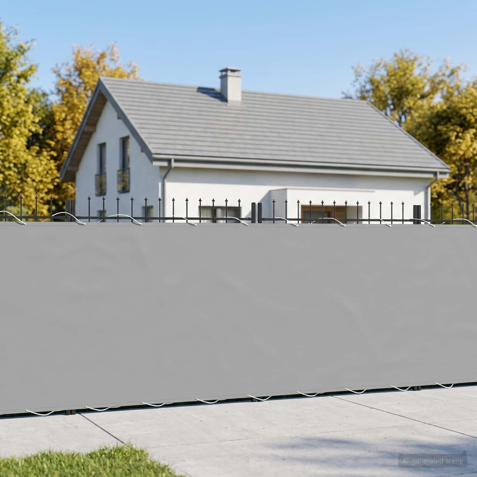 Baldahhiin 1,5 x 15 m PU kaitsega kangas Helehall