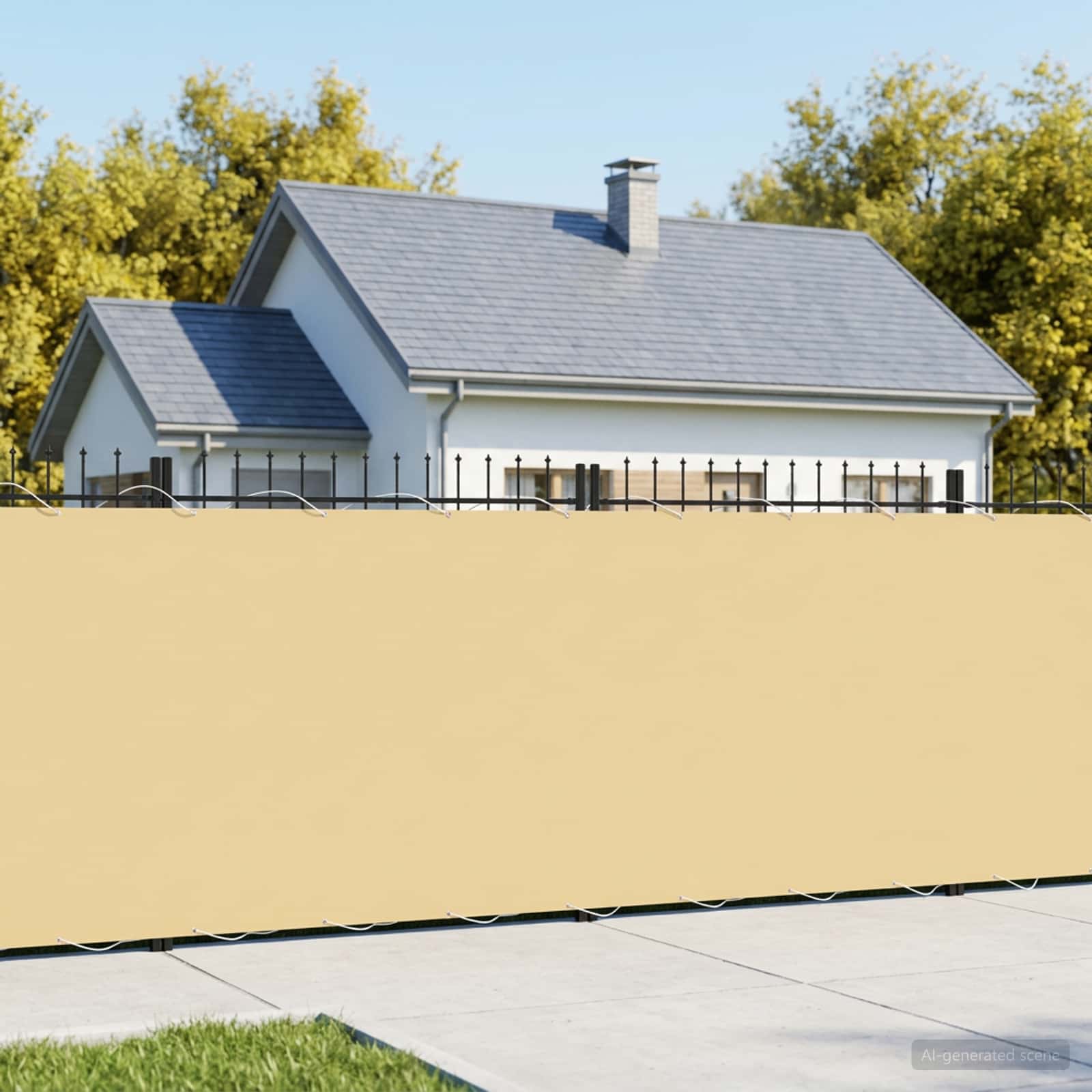Baldahhiin 1,5 x 15 m PU kaitsega kangas Beež