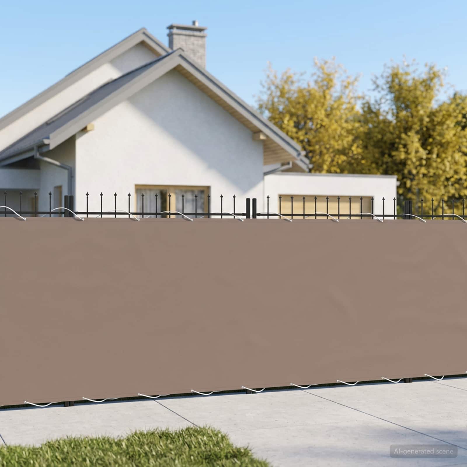 Baldahhiin 1,5 x 15 m PU kaitsega kangas Pruunikashall