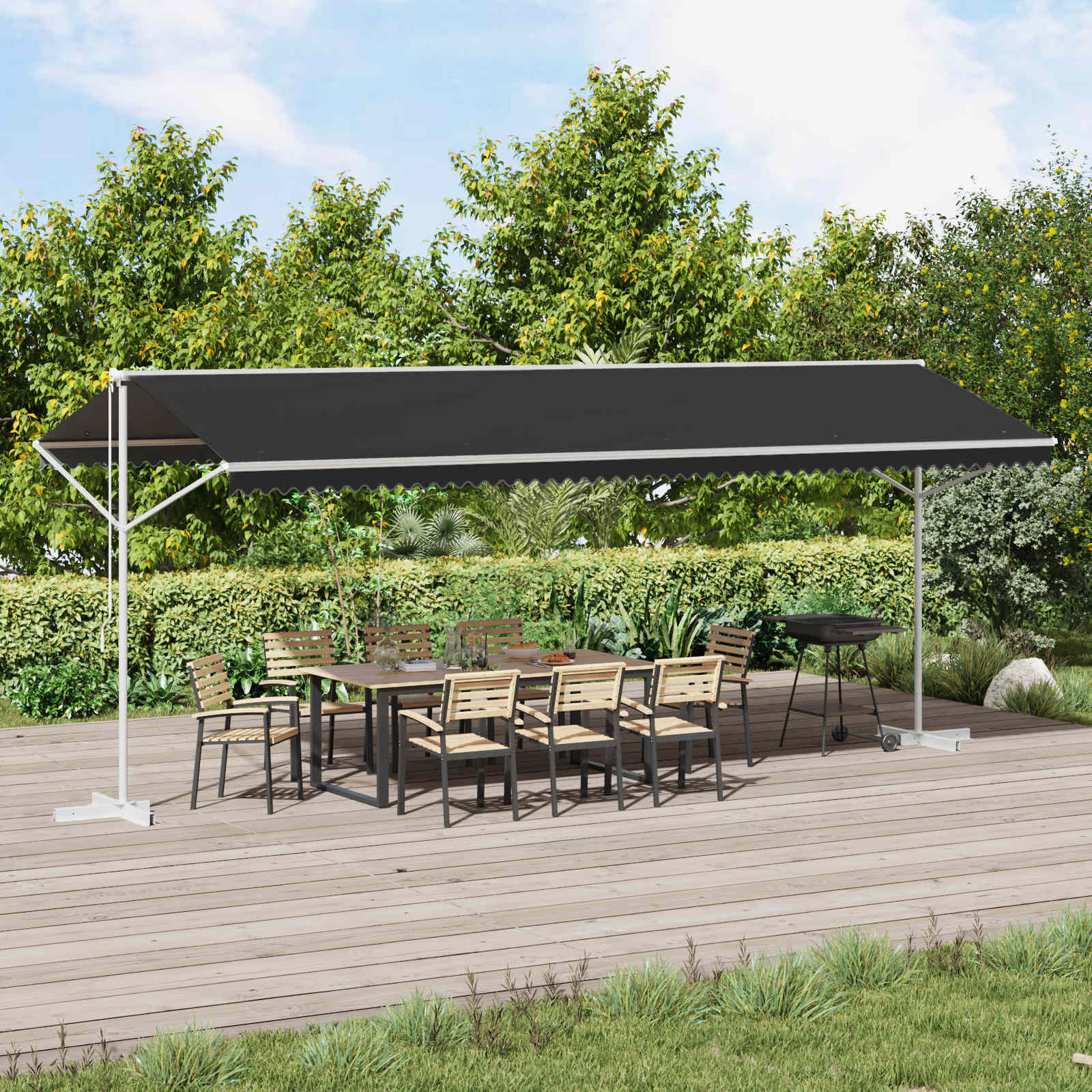 Iseseisev varikatus 6 x 3 m Polüester Antratsiit