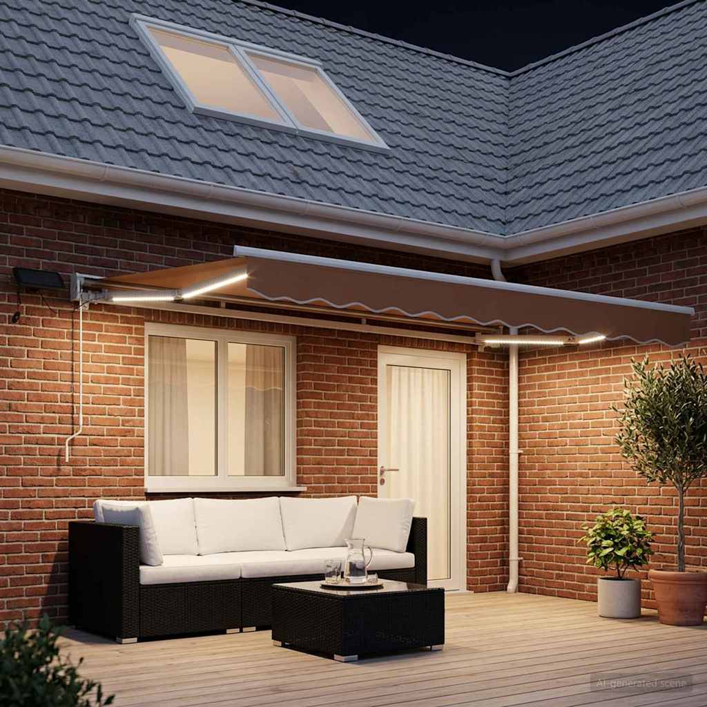 Manuaalne varikatus LED-idega Liivakarva 4 × 3 m