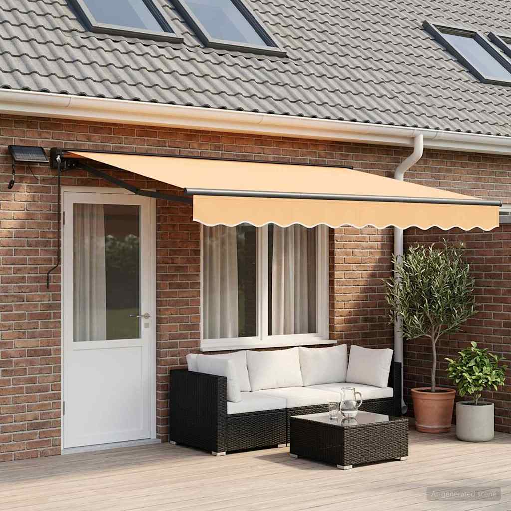 Manuaalne varikatus LED-idega Liivakarva 4,5 × 3,5 m