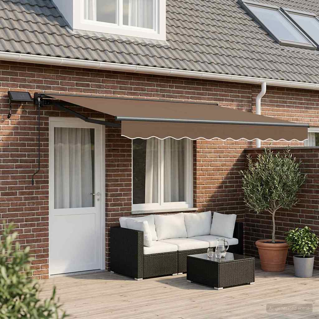 Manuaalne varikatus LED-idega Pruunikashall 4 × 3 m