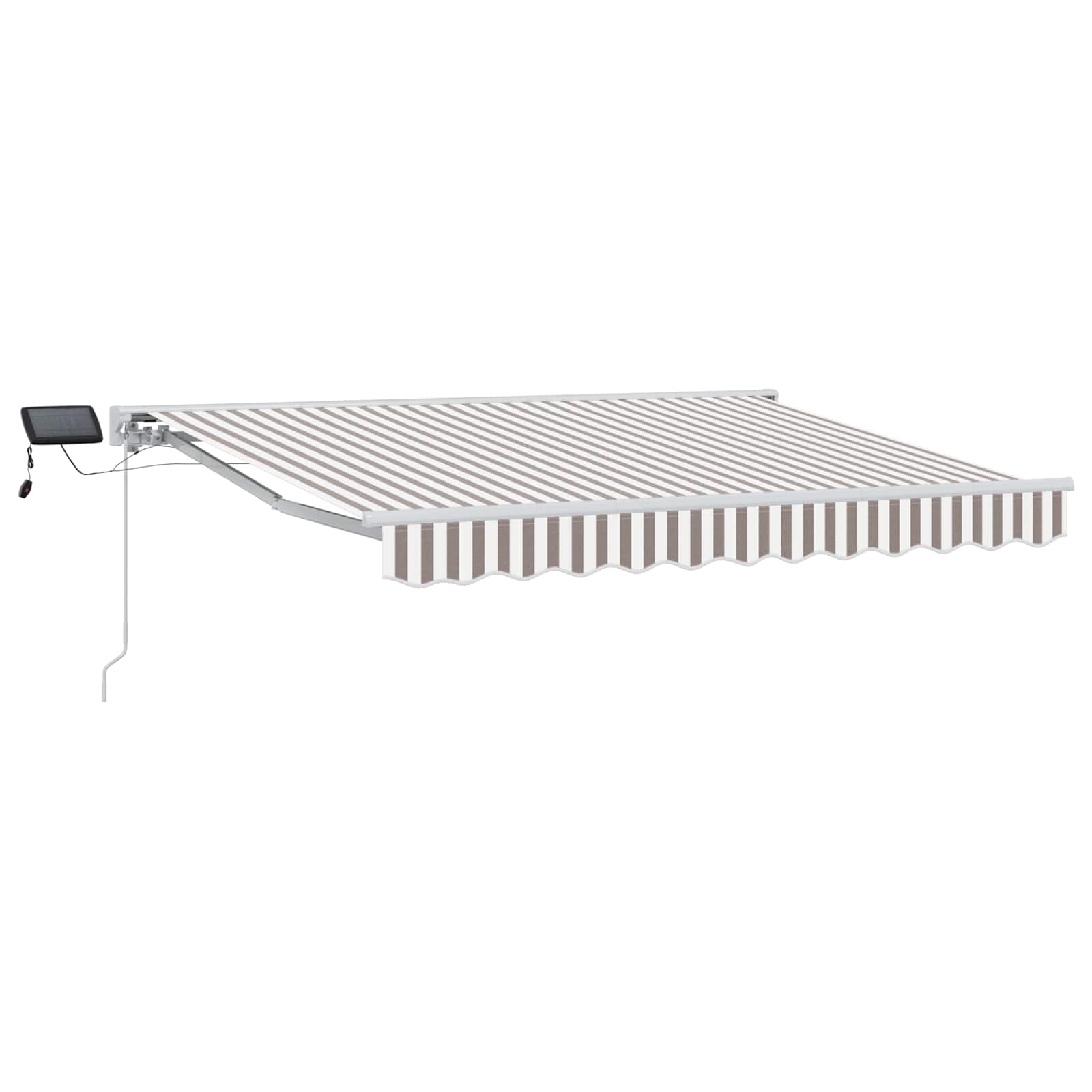Manuaalne varikatus LED-idega Helehall ja valge 3 x 2,5 m