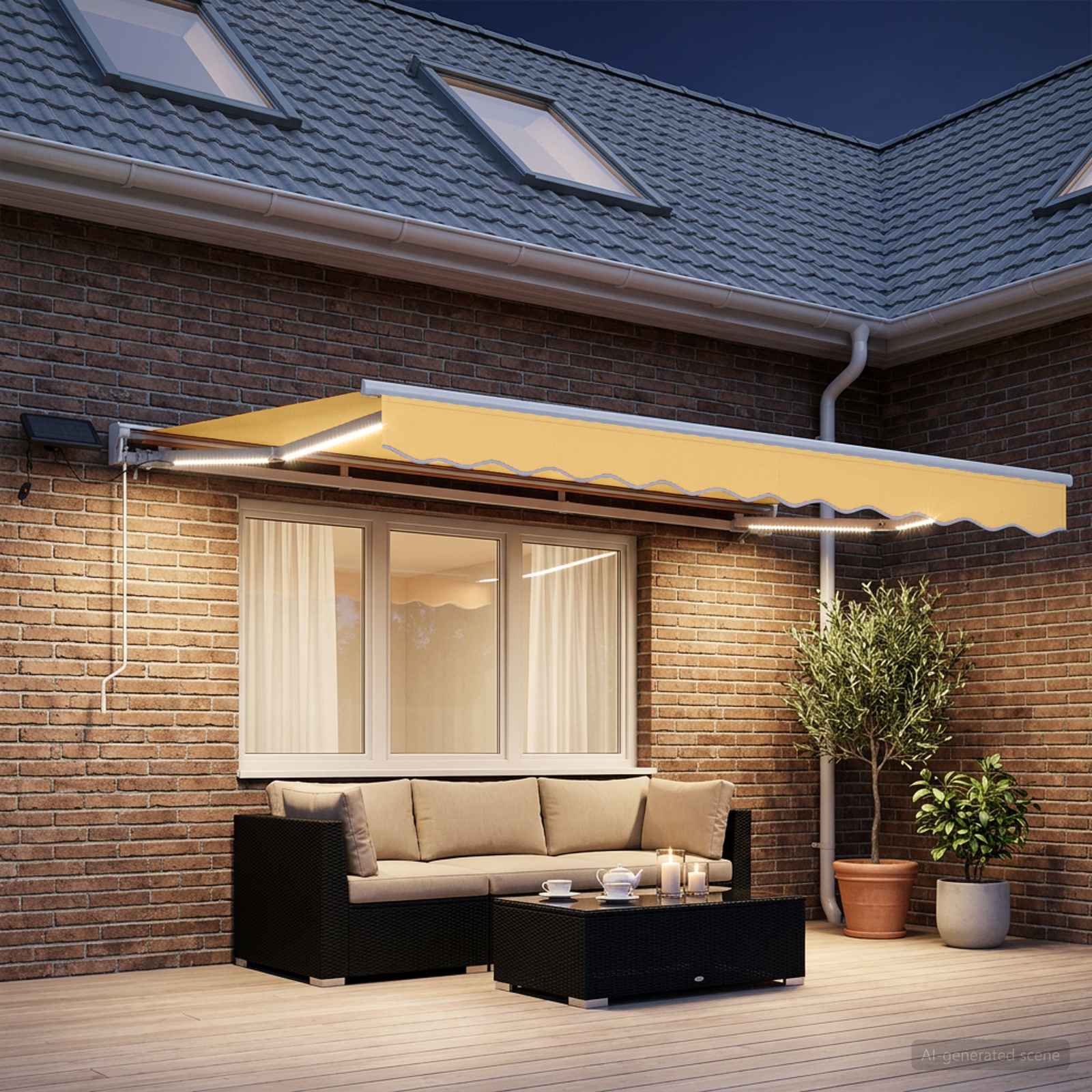 Manuaalne varikatus LED-idega Liivakarva 3 x 2,5 m