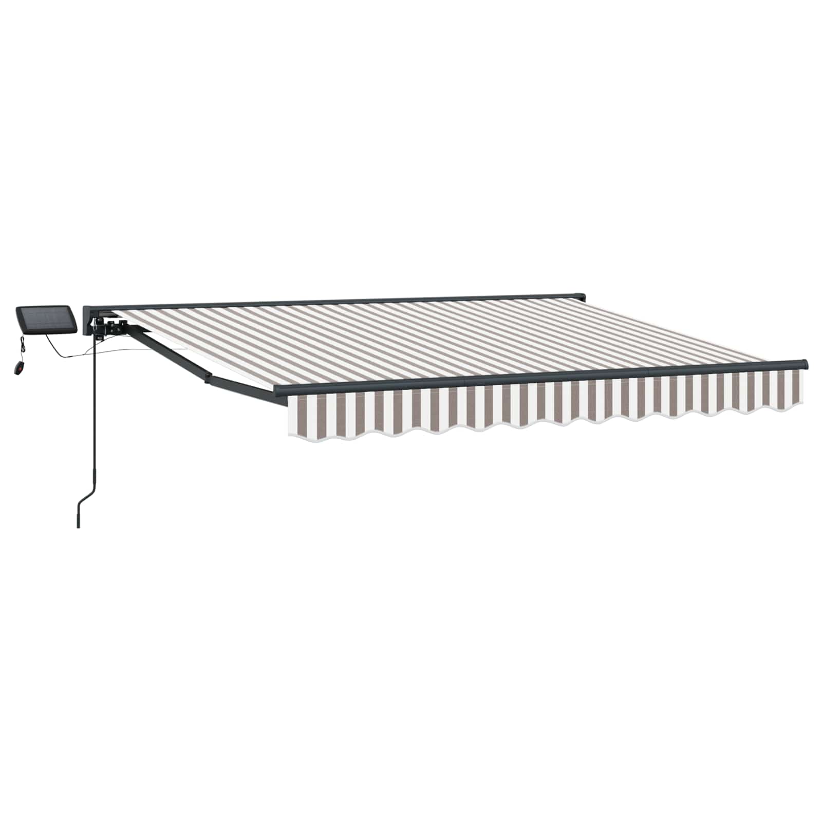 Manuaalne varikatus LED-idega Helehall ja valge 4,5 × 3 m