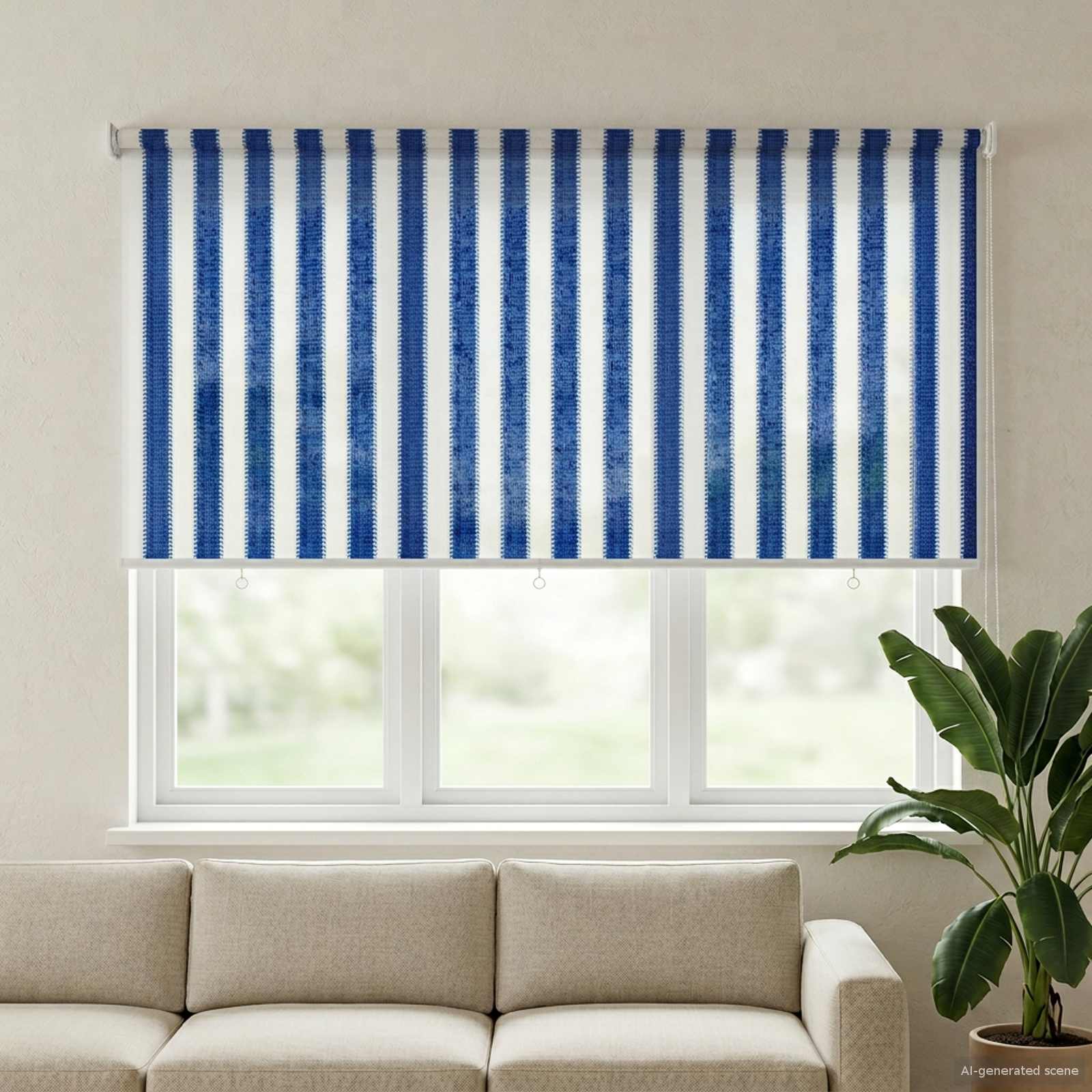 Välisruloo 90% UV blokeering Sinine ja Valge Triip 180 x 140 cm
