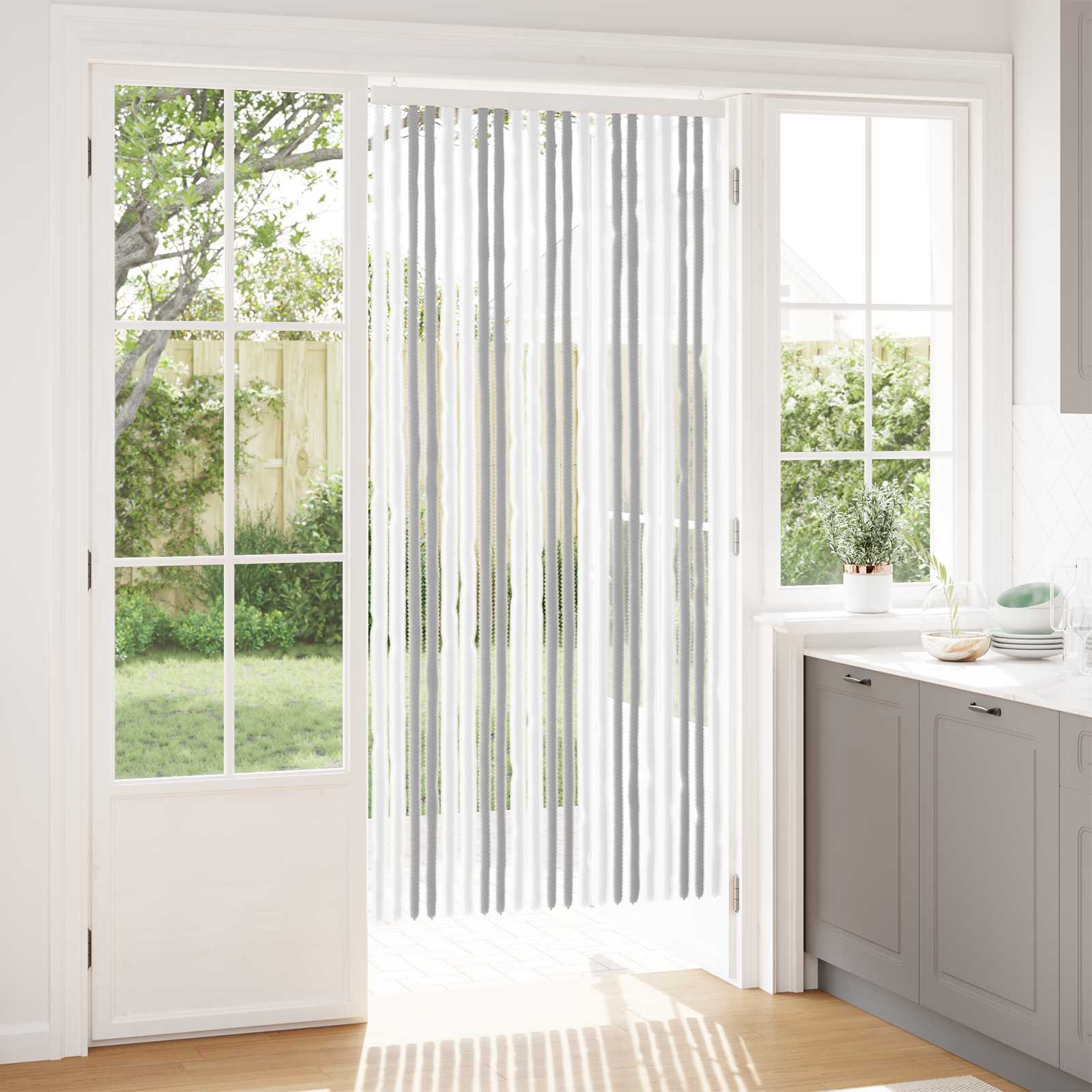 Sääsevõrk Chenille Helehall ja valge 90 x 200 cm 100% PP