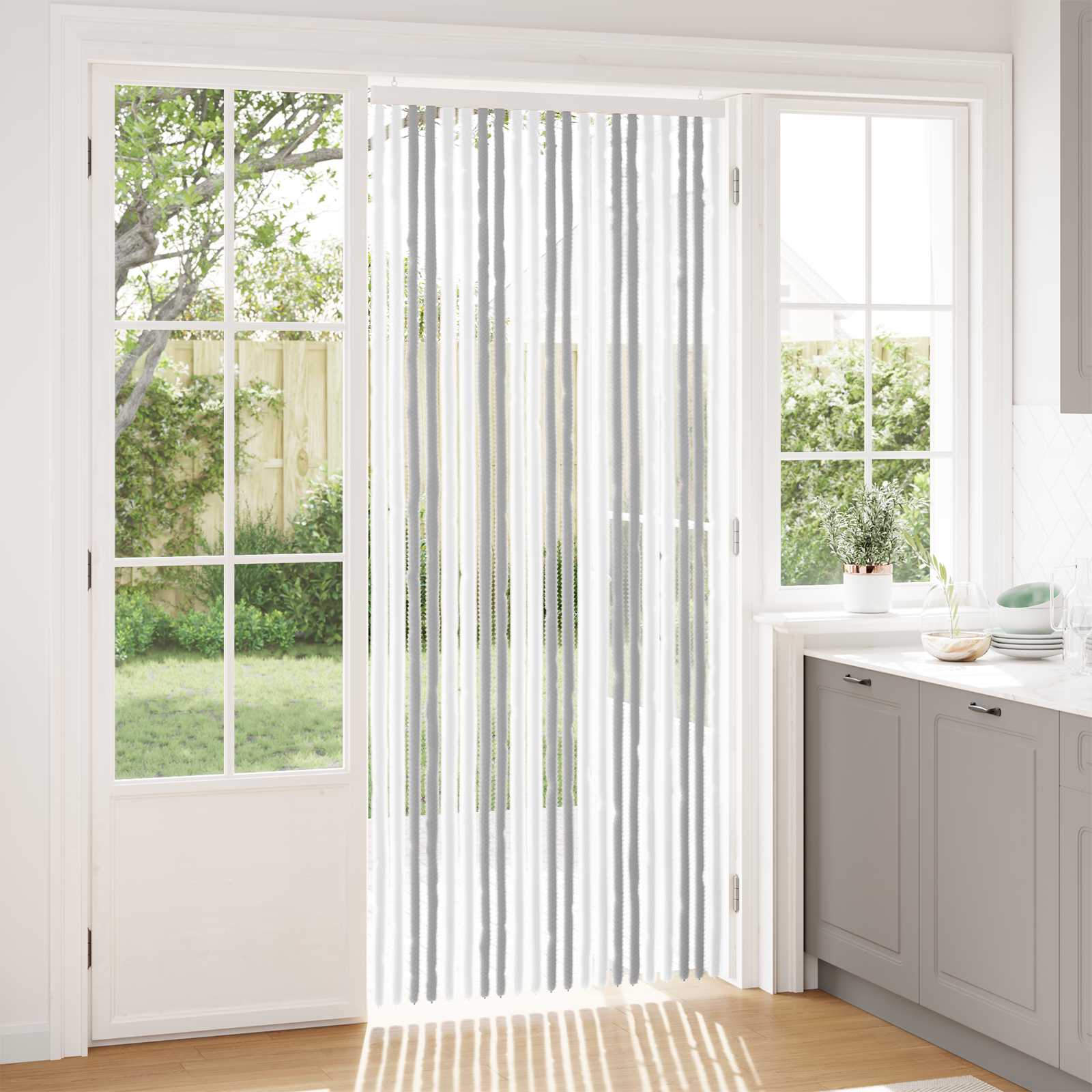 Sääsevõrk Chenille Helehall ja valge 90 x 220 cm 100% PP