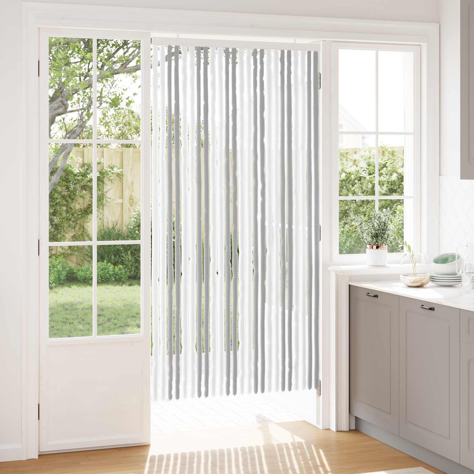 Sääsevõrk Chenille Helehall ja valge 100 x 200 cm 100% PP