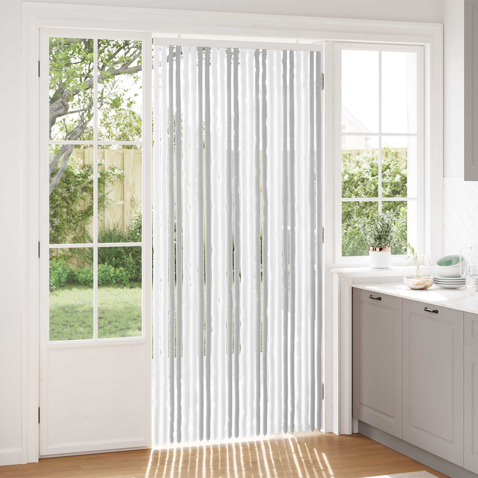 Sääsevõrk Chenille Helehall ja valge 100 x 220 cm 100% PP