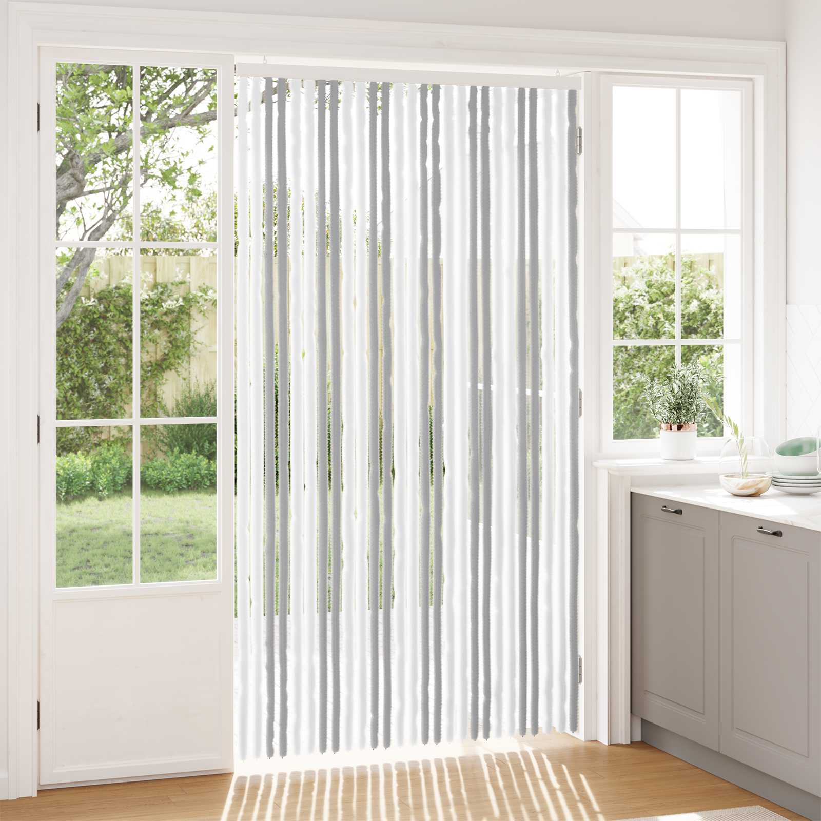 Sääsevõrk Chenille Helehall ja valge 118 x 220 cm 100% PP