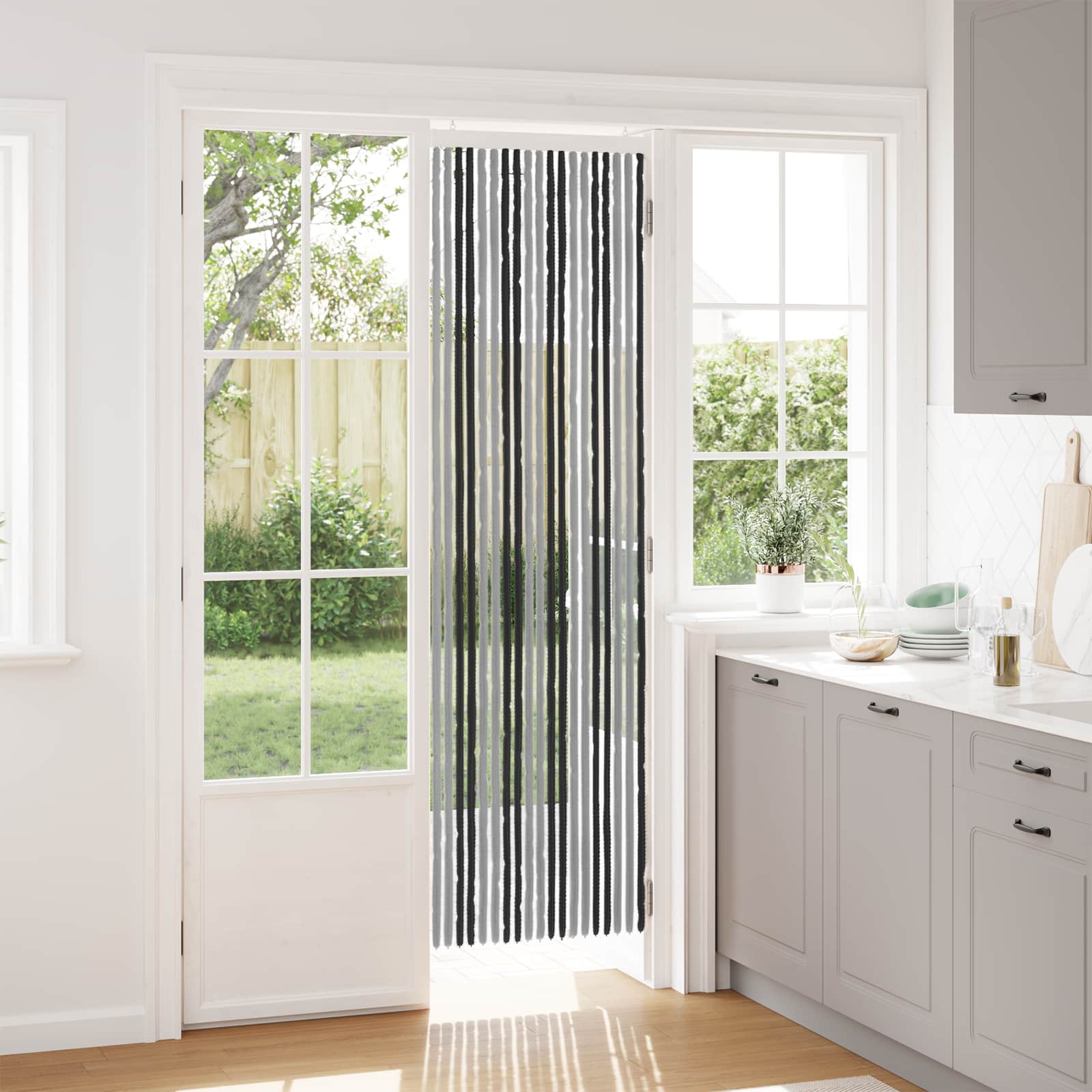 Sääsevõrk Chenille Hall ja must 56 x 200 cm 100% PP