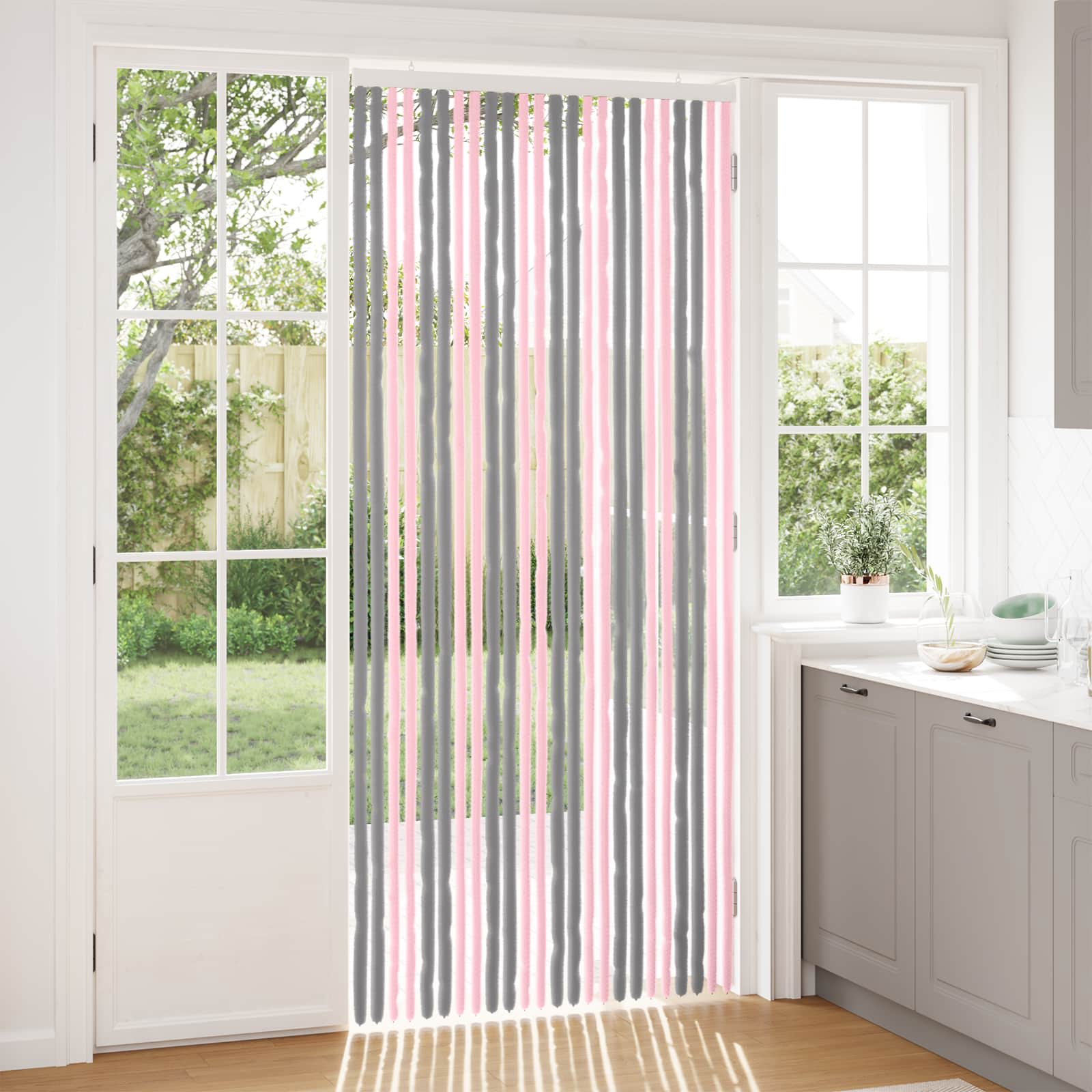Sääsevõrk Chenille Hõbehall ja Roosa 100 x 230 cm 100% PP