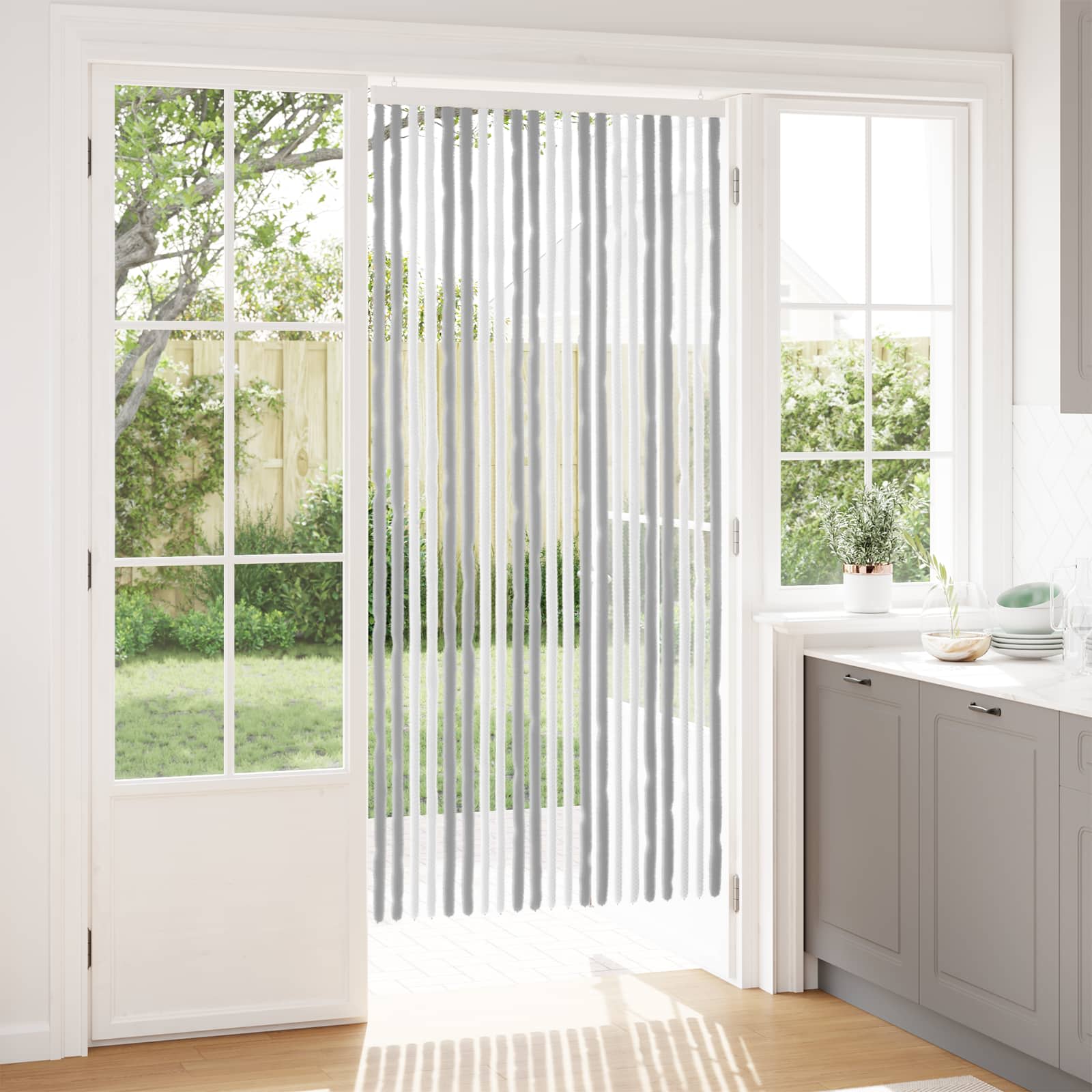 Sääsevõrk Chenille Hall ja Valge 90 x 200 cm 100% PP