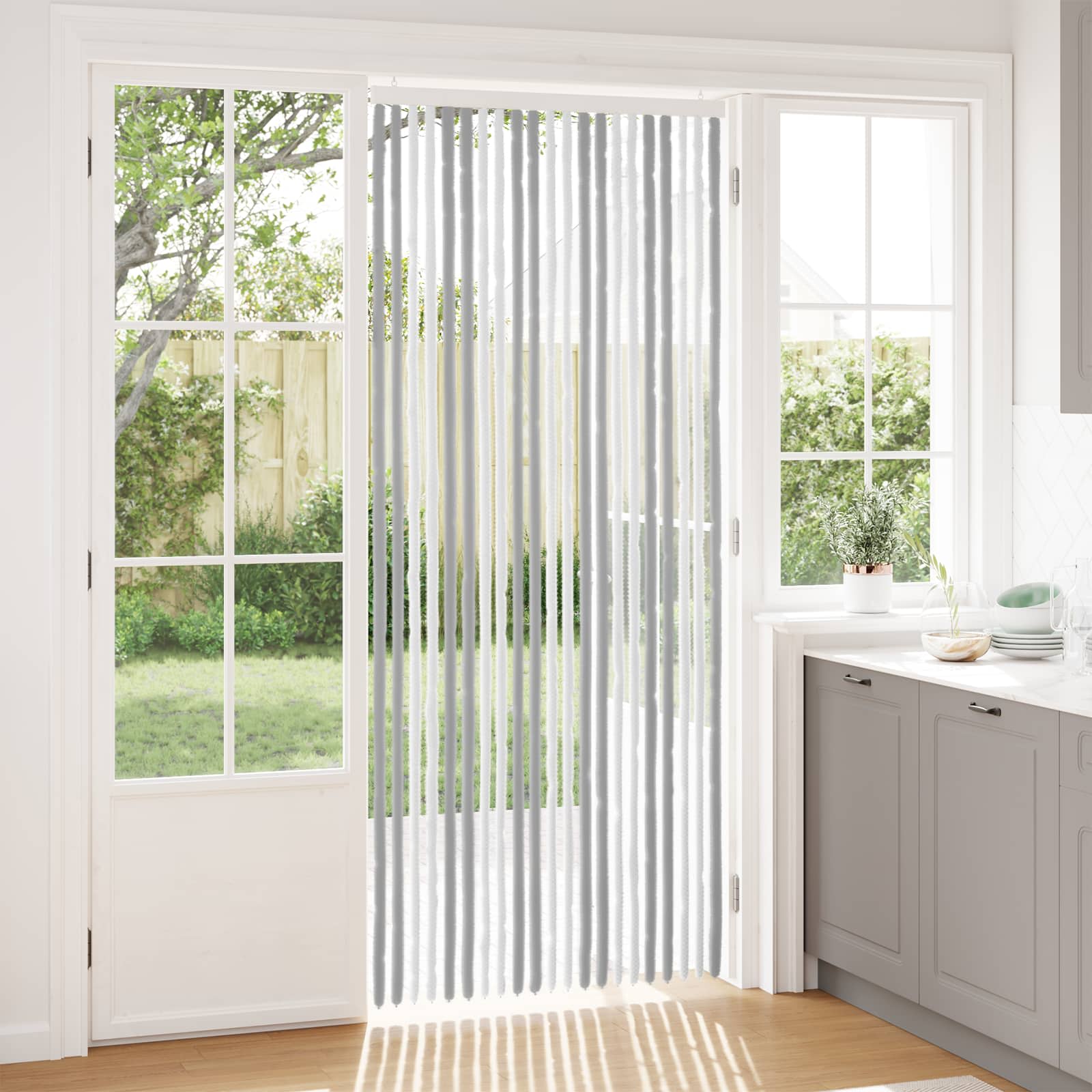 Sääsevõrk Chenille Hall ja Valge 90 x 220 cm 100% PP