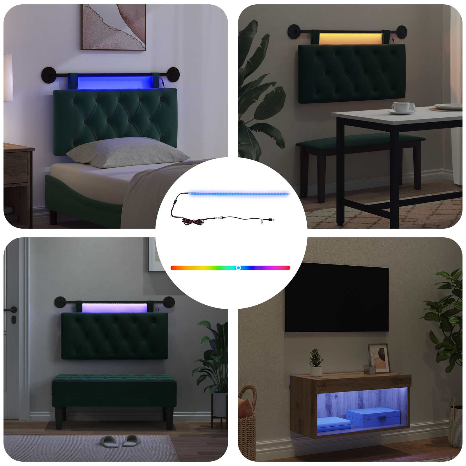 LED Ribad 55 cm Mitmevärviline PVC