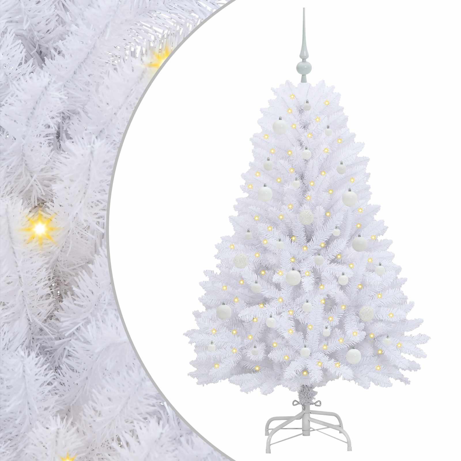 Kunstlik kokkupandav jõulupuu Valge 150 cm PVC ja teras