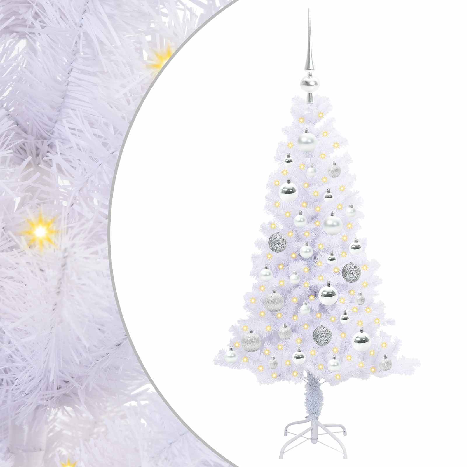 Tehisjõulupuu koos 150 LED-iga Valge 120 cm PVC ja teras