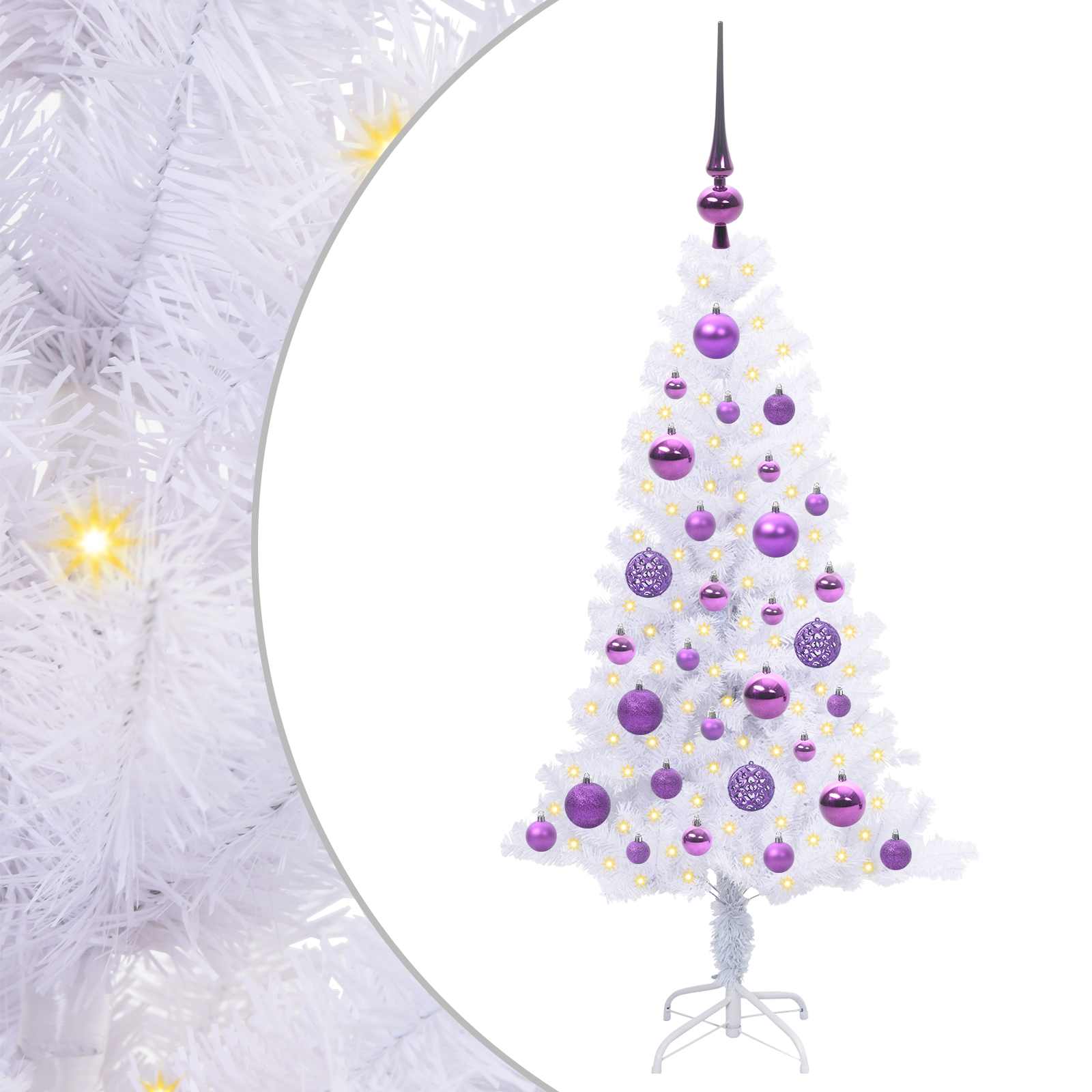 Tehisjõulupuu koos 150 LED-iga Valge 120 cm PVC ja teras