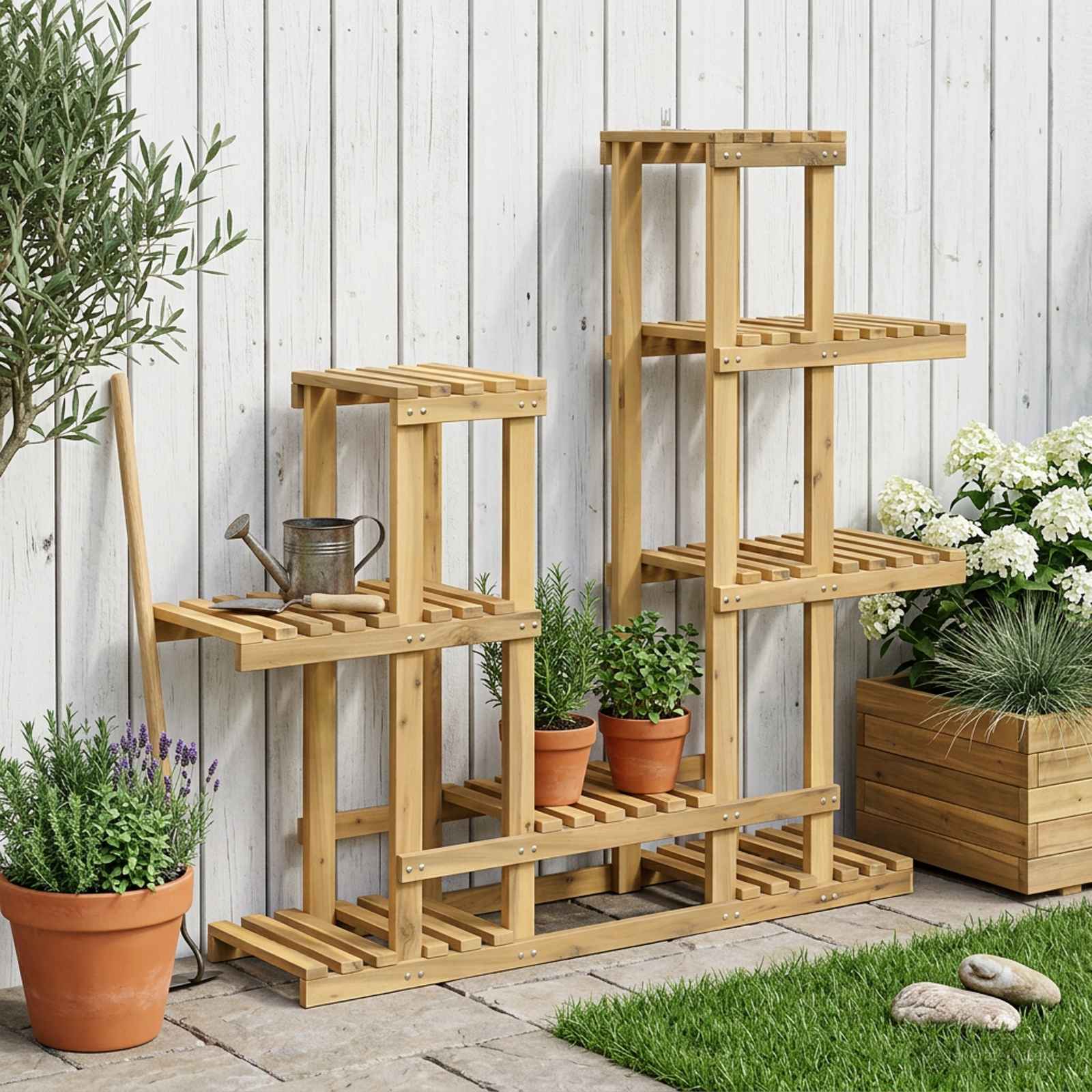 Taimede alus Valge pesu 118 x 25 x 96,5 cm Tugev akatsiapuu