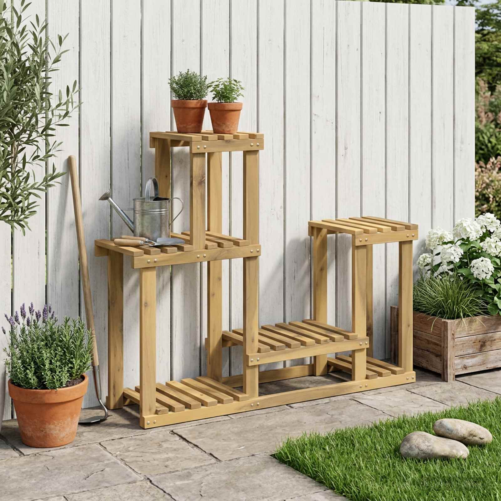 Taimede alus Valge pesu 90 x 25 x 73 cm Tugev akatsiapuu