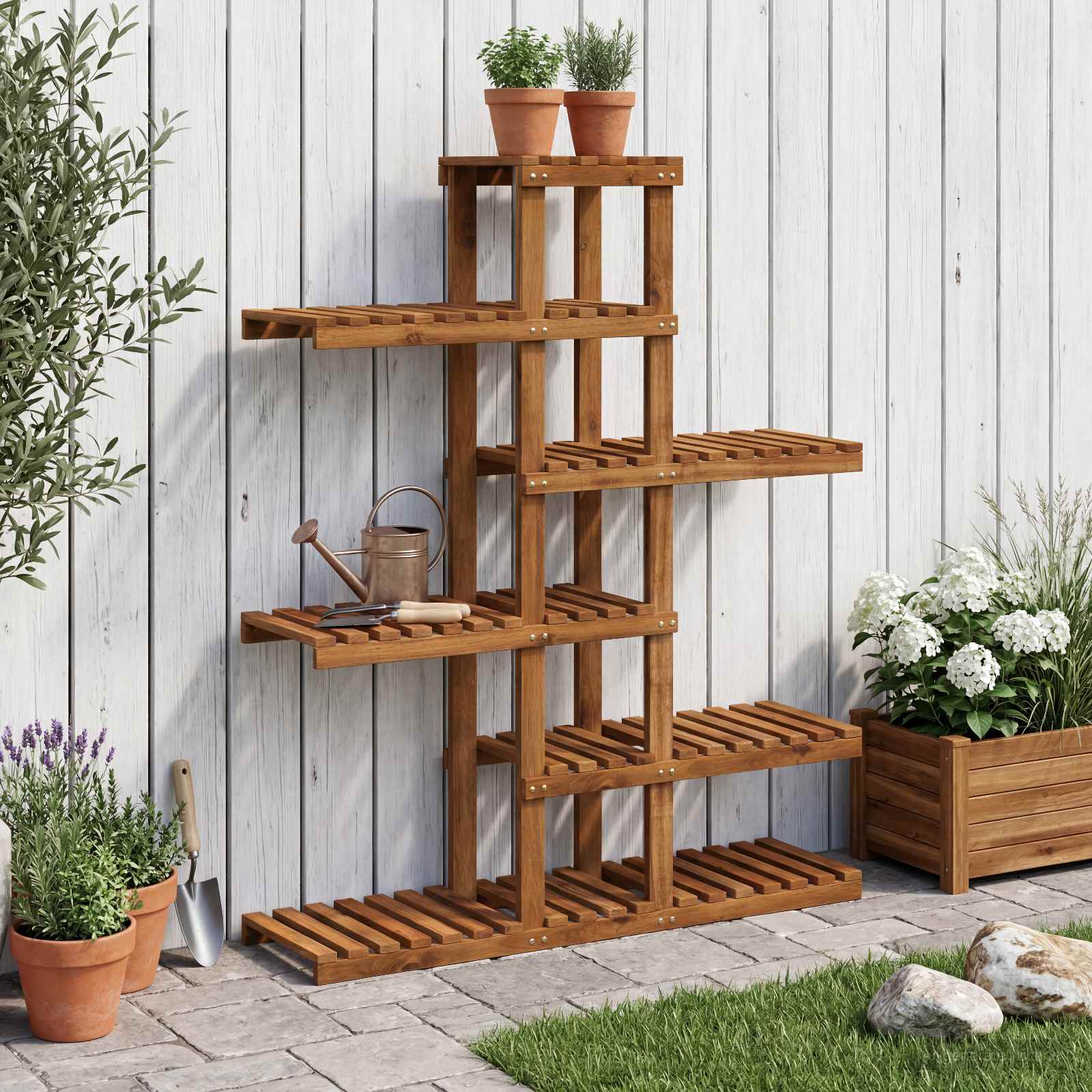 Taimede alus Naturaalne 93 x 25 x 114,5 cm Tugev akatsiapuu