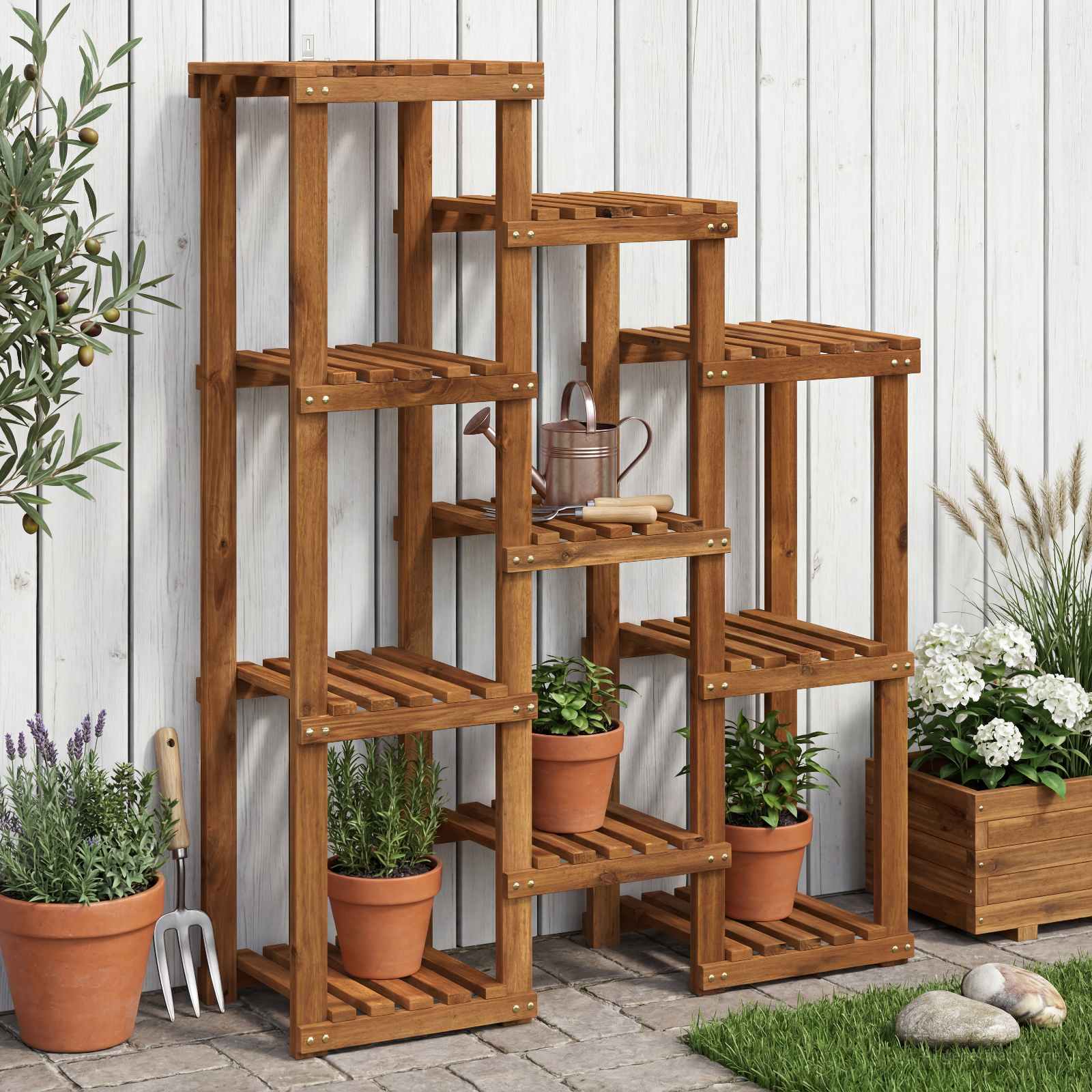 Taimede alus Naturaalne 85 x 30 x 114,5 cm Tugev akatsiapuu