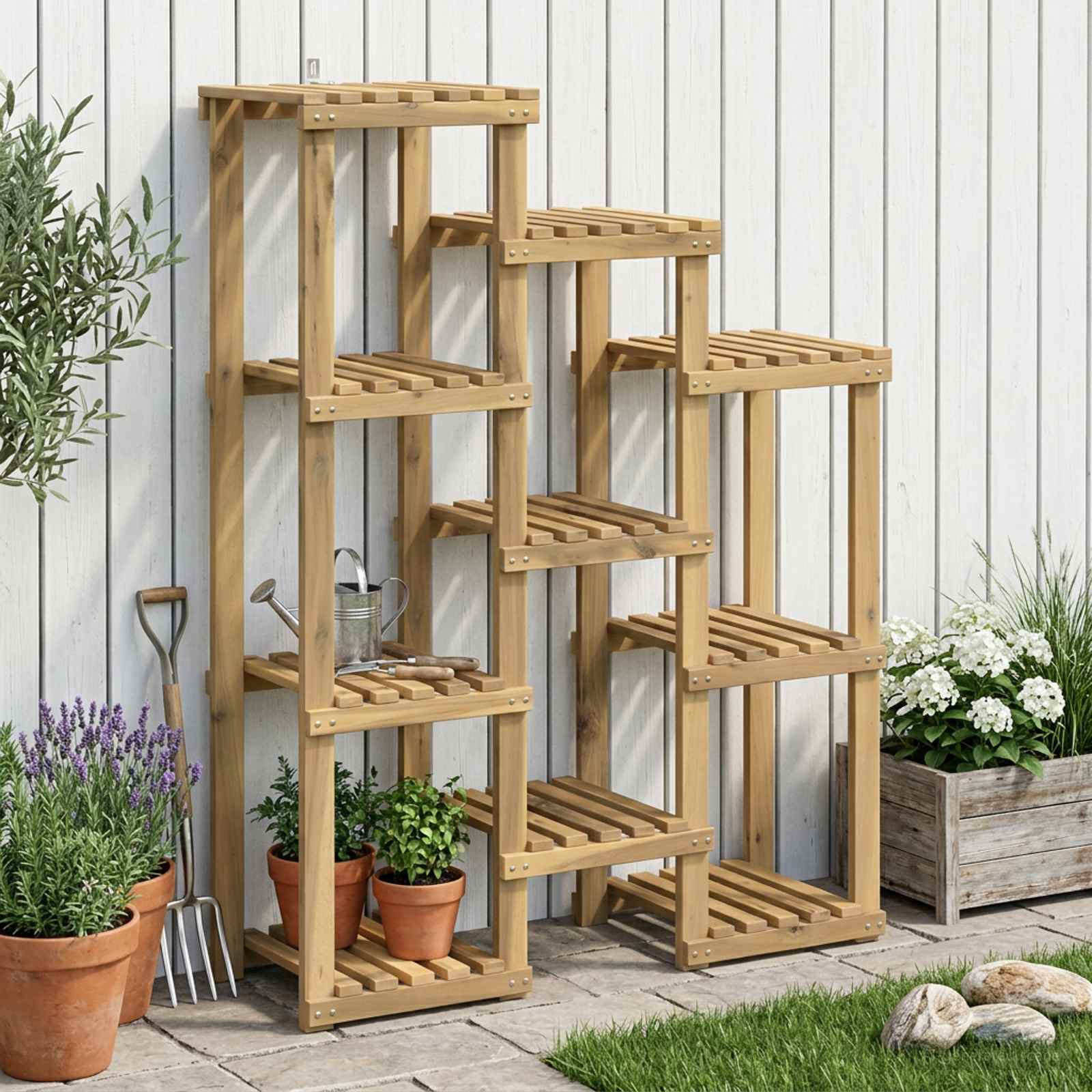 Taimede alus Valge pesu 85 x 30 x 114,5 cm Tugev akatsiapuu